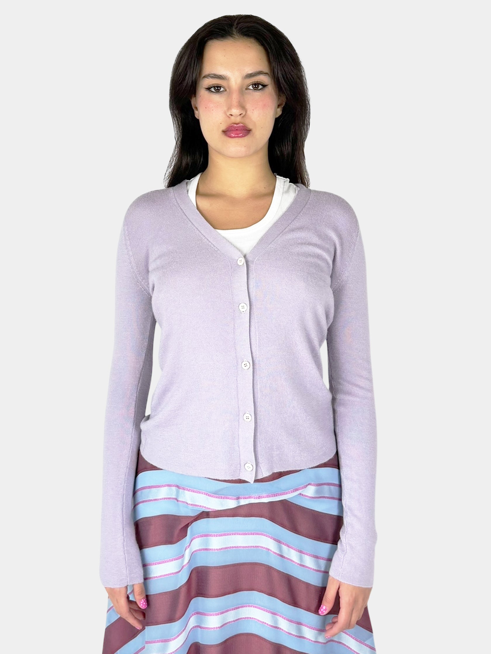 Cashmere Button-Up Cardigan - Size 44