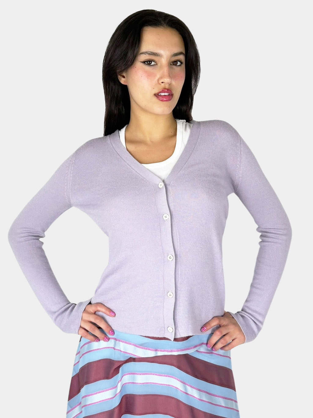 Cashmere Button-Up Cardigan - Size 44