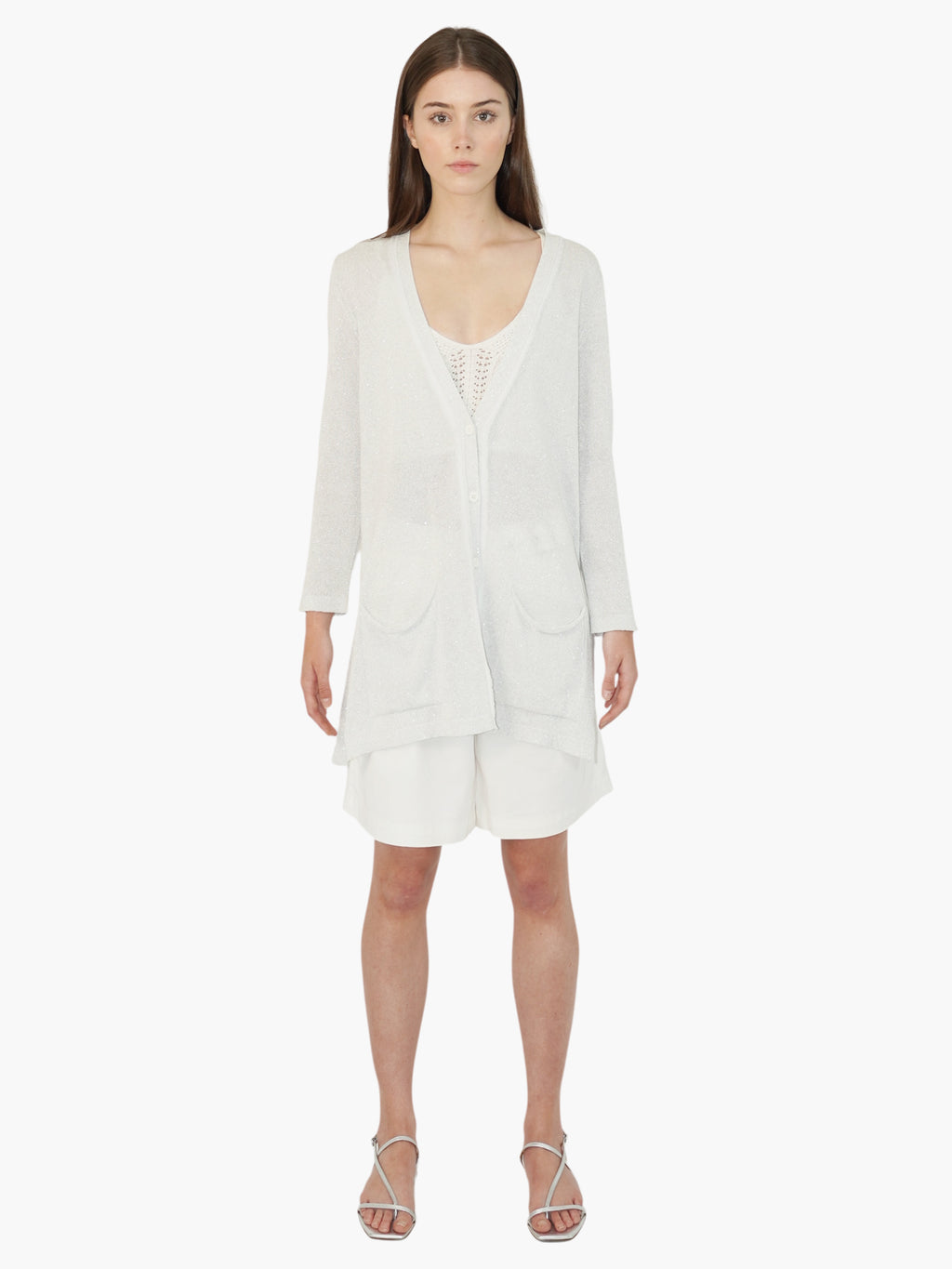 Shimmery Button-Up Cardigan