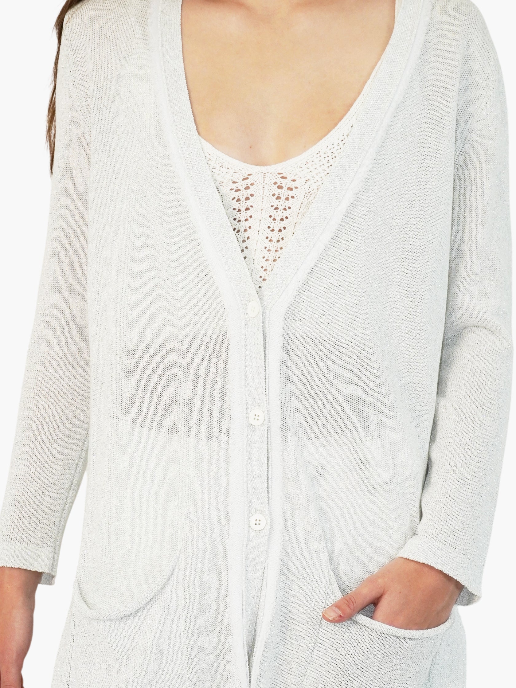 Shimmery Button-Up Cardigan