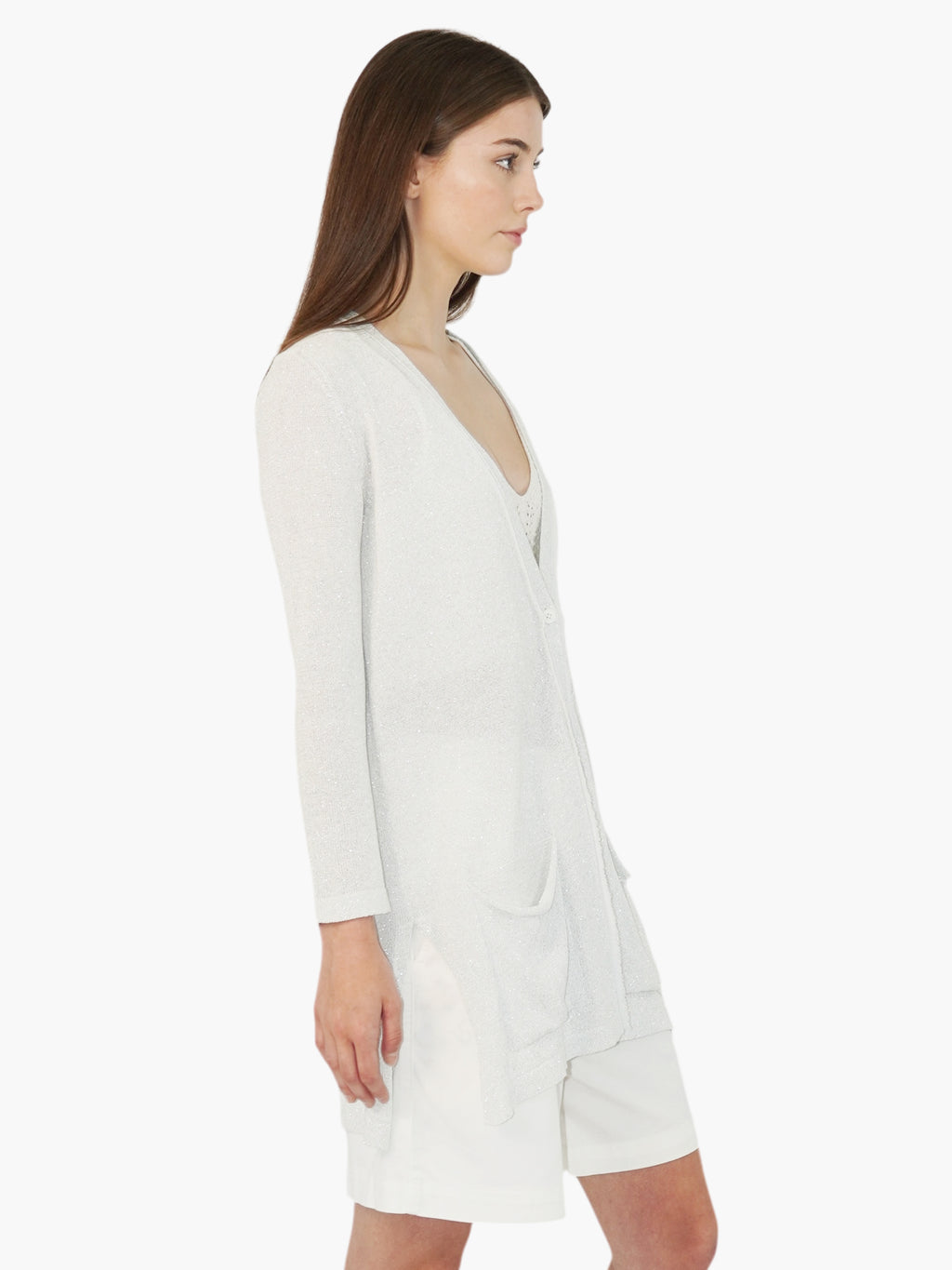 Shimmery Button-Up Cardigan