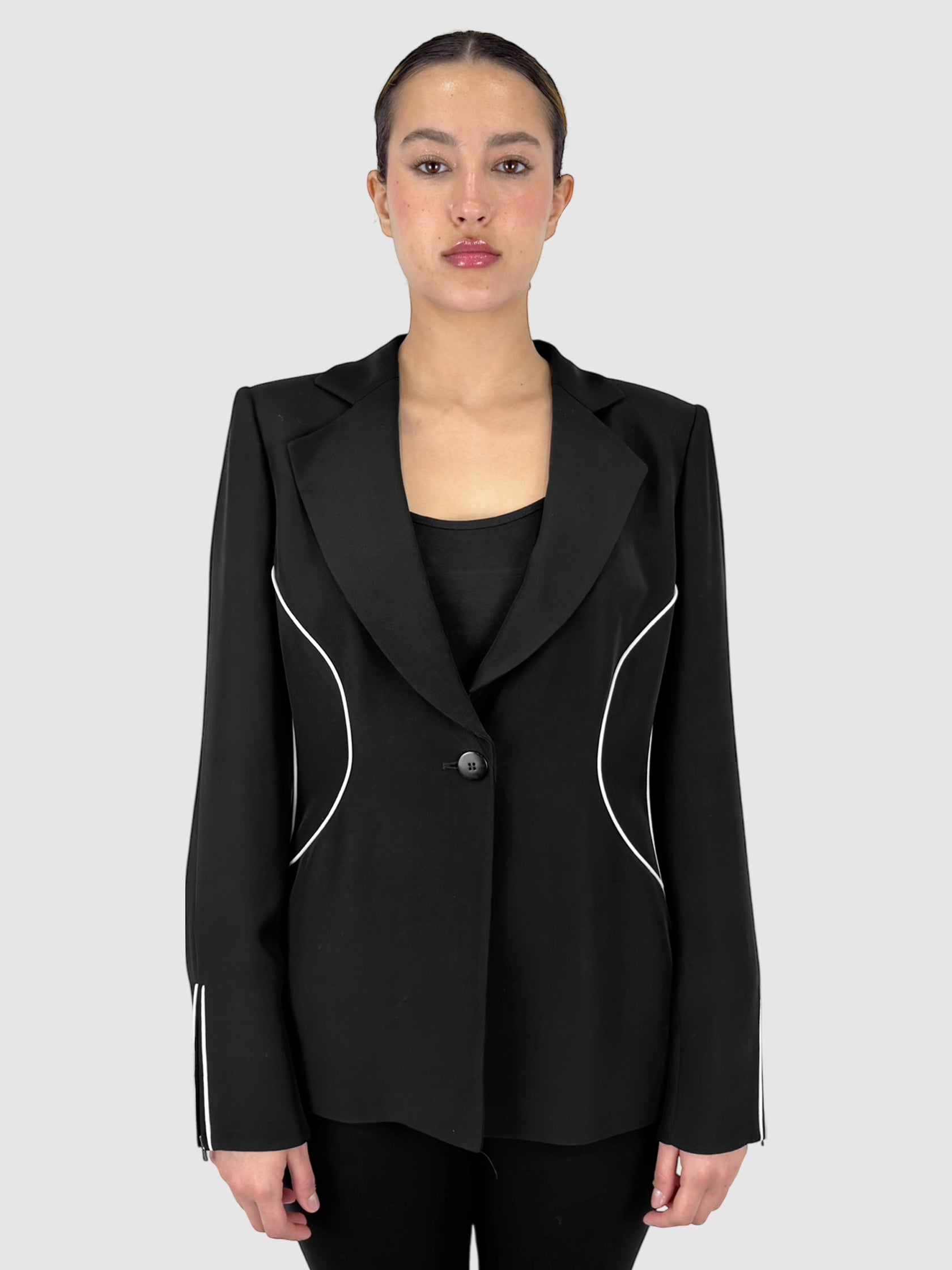 Contrast Piped Blazer