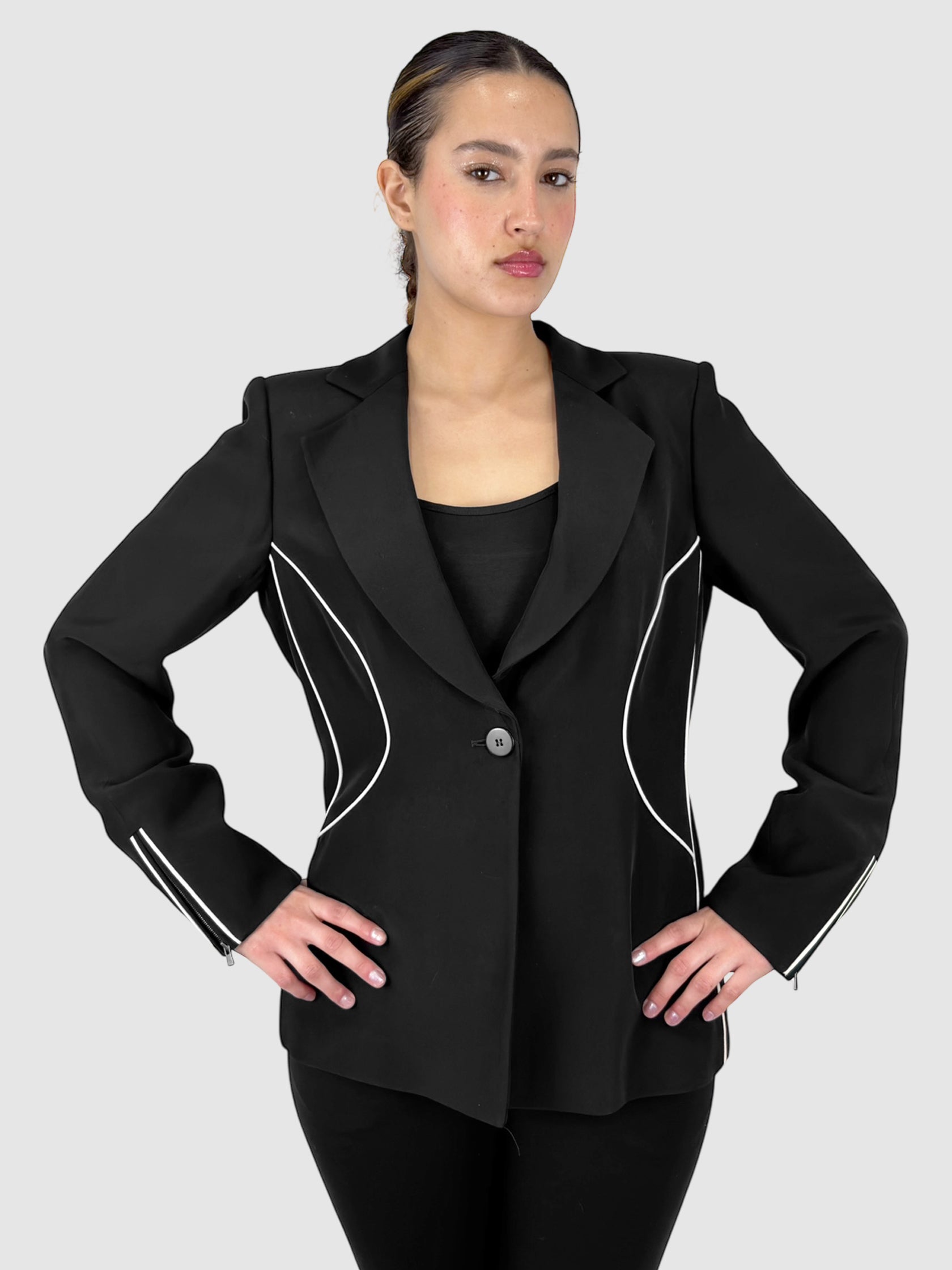 Contrast Piped Blazer