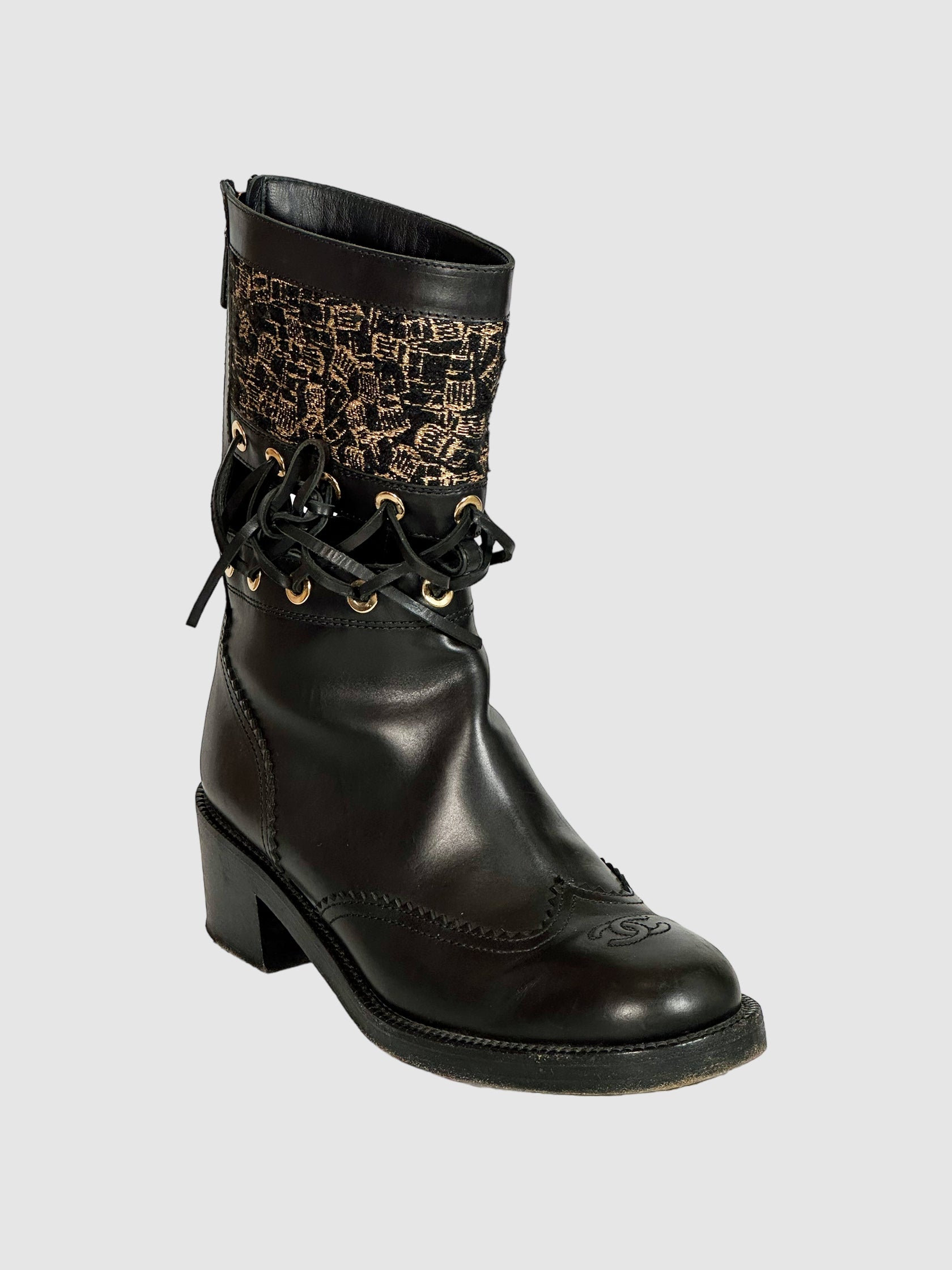 Interlocking CC Logo Combat Boots - Size 40