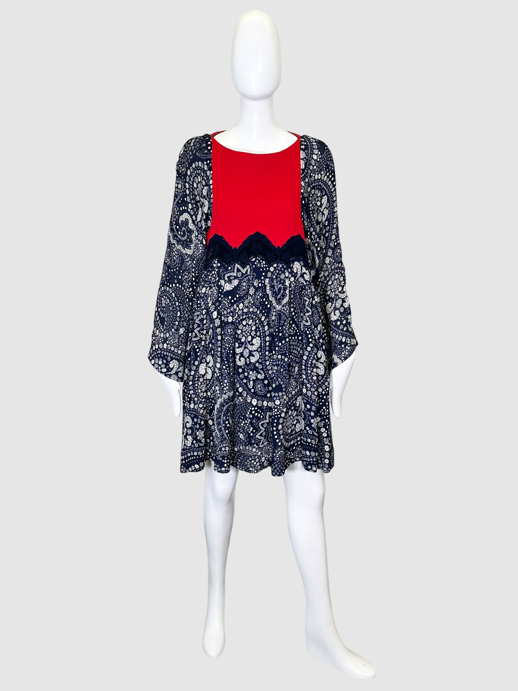 Chloe Floral Lace Accent Dress - Size 40