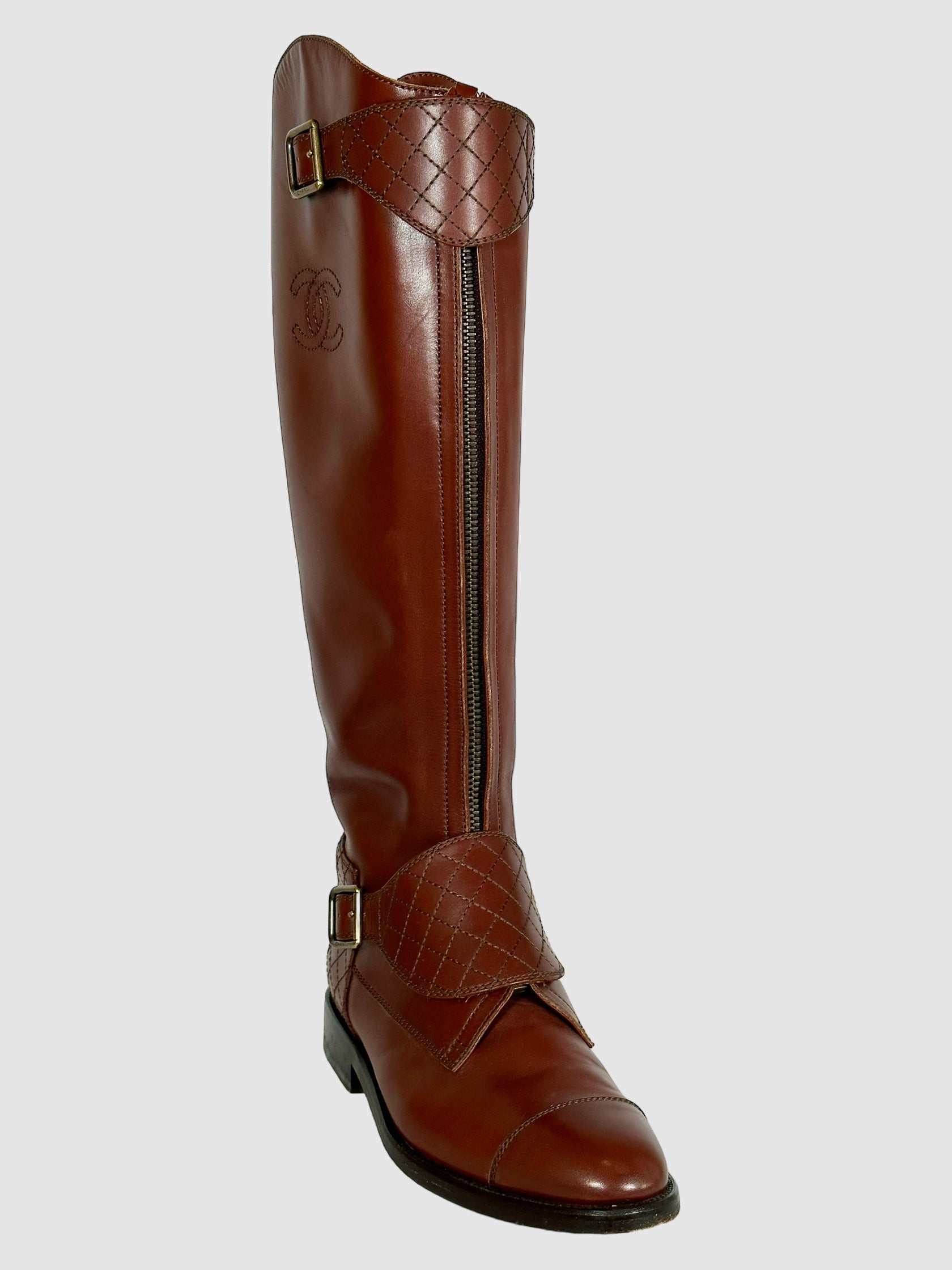 Interlocking CC Logo Riding Boots - Size 39.5