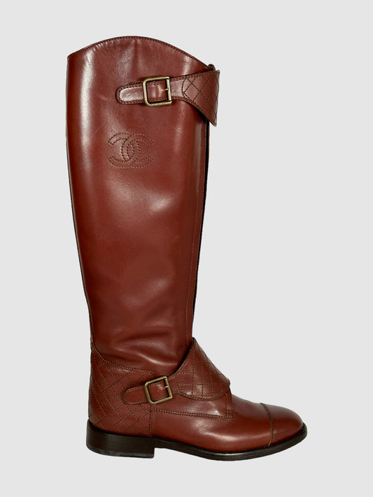 Interlocking CC Logo Riding Boots - Size 39.5