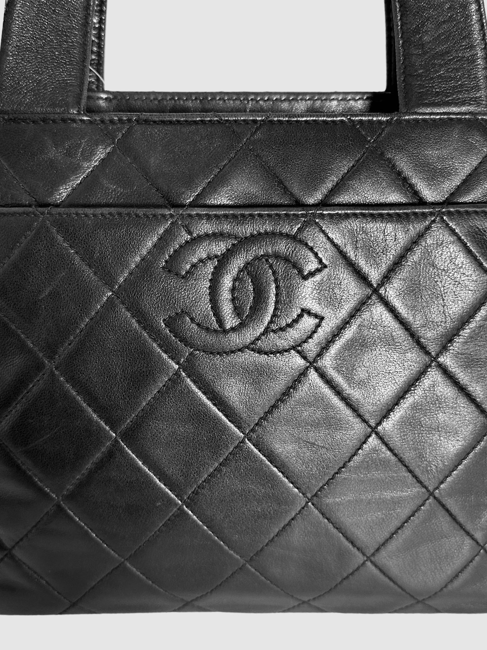 Chanel Diamond-Quilted CC Stitch Mini Tote Bag luxury designer resale consignment secondhand vintage