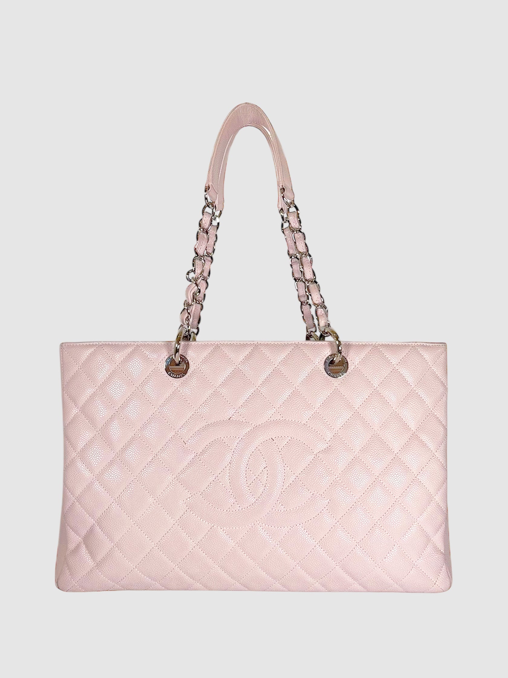 Chanel Pink Quilted Caviar Leather Grand Shopping Tote Bag luxury designer resale consignment toronto secondhand canada