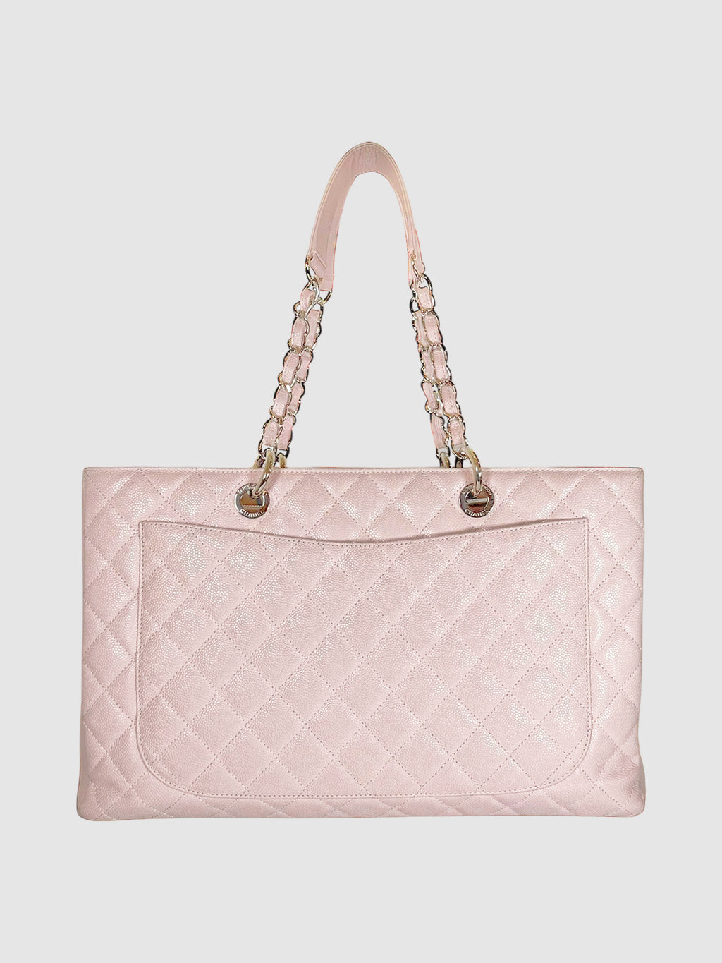 Chanel Pink Quilted Caviar Leather Grand Shopping Tote Bag luxury designer resale consignment toronto secondhand canada