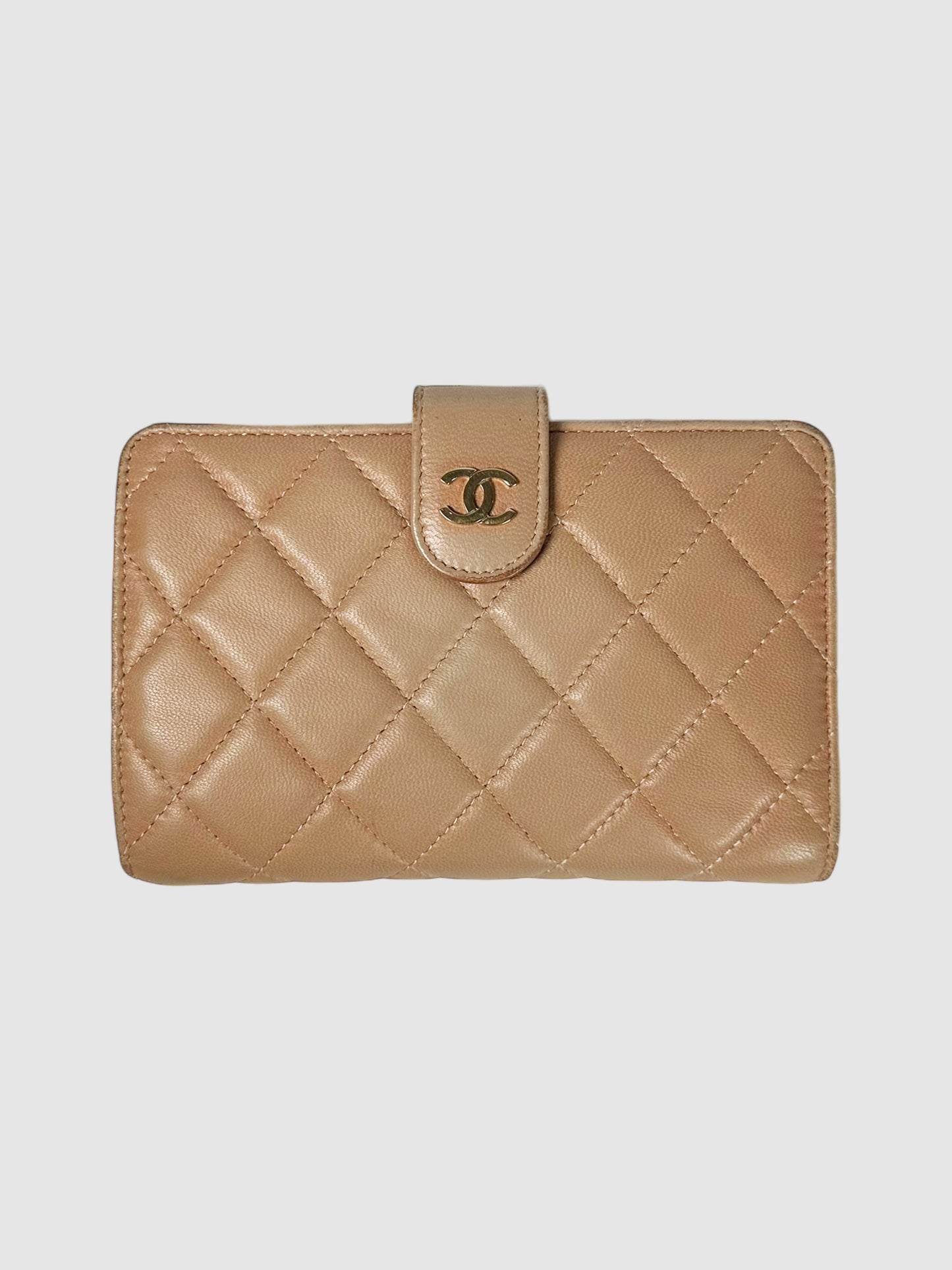 Chanel Beige Quilted Leather CC Bifold Wallet Luxury Designer Resale Toronto Secondhand