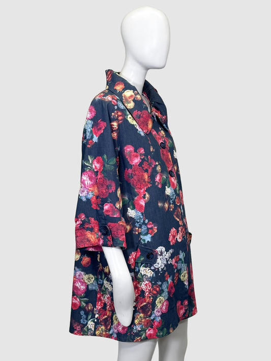 Simon Chang Floral 3/4 Sleeve Coat - Size 16