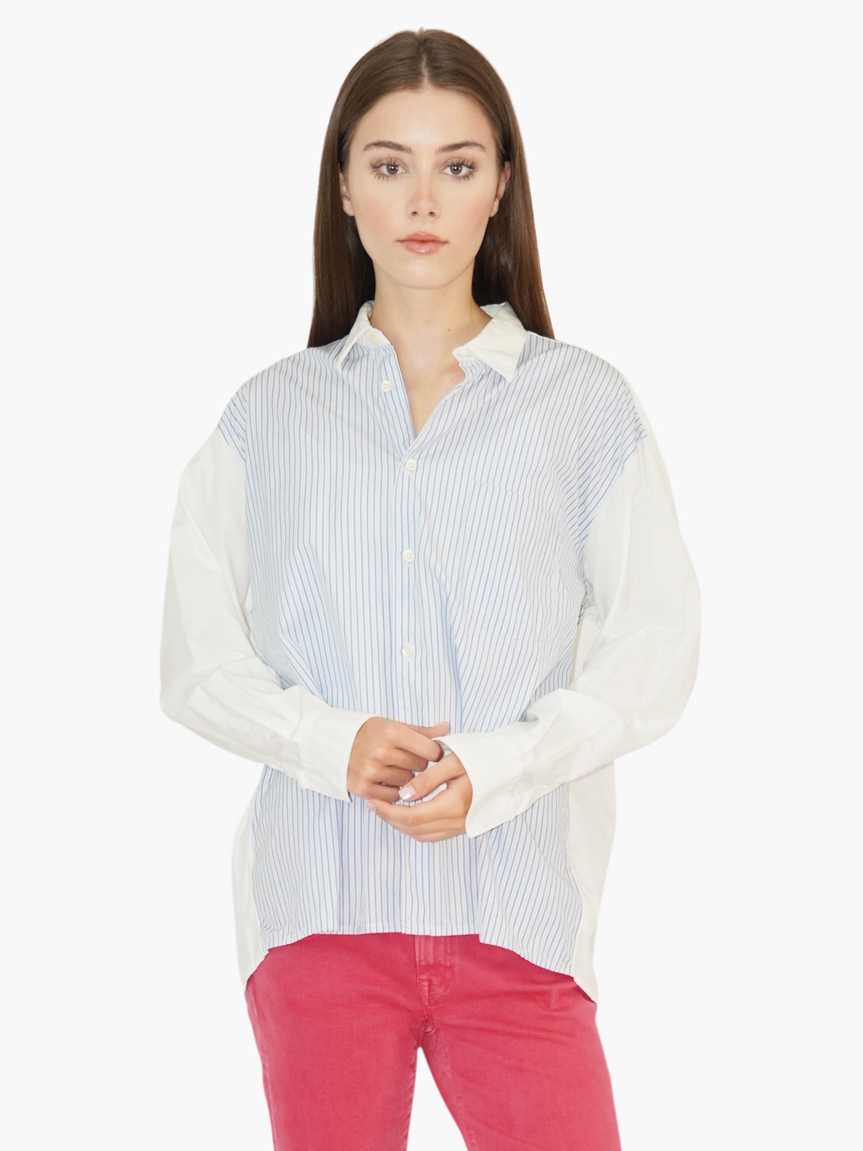Pinstripe Button-Up Top