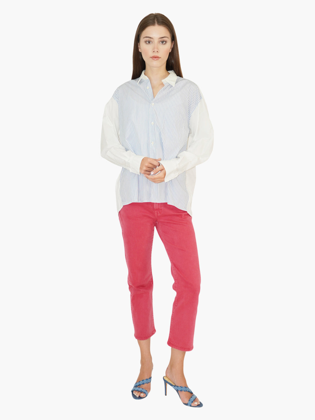 Pinstripe Button-Up Top
