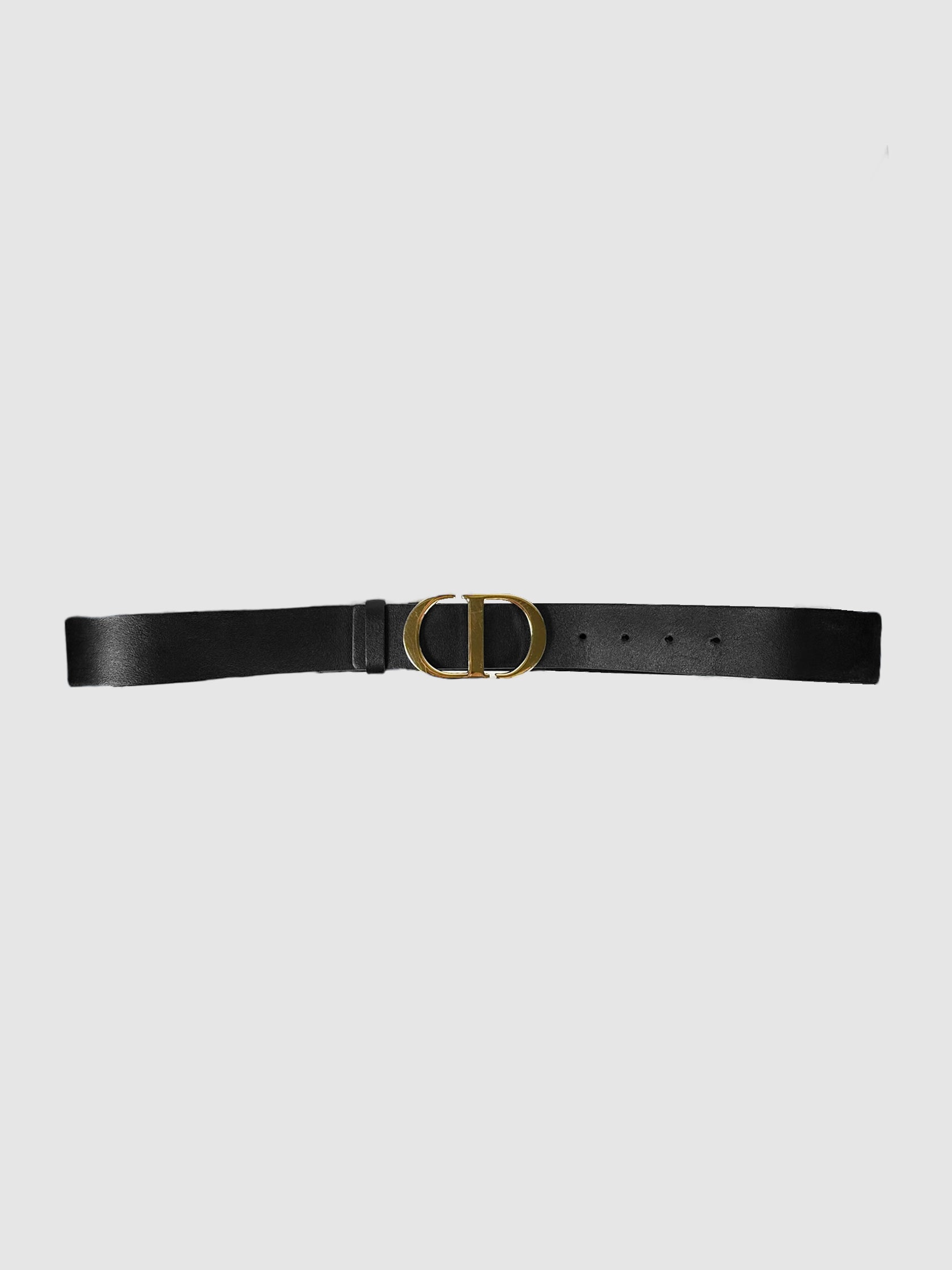 Christian Dior Black Calfskin Leather & Montaigne CD Logo Belt Consignment Secondhand Designer Luxury Resale Toronto Trendy