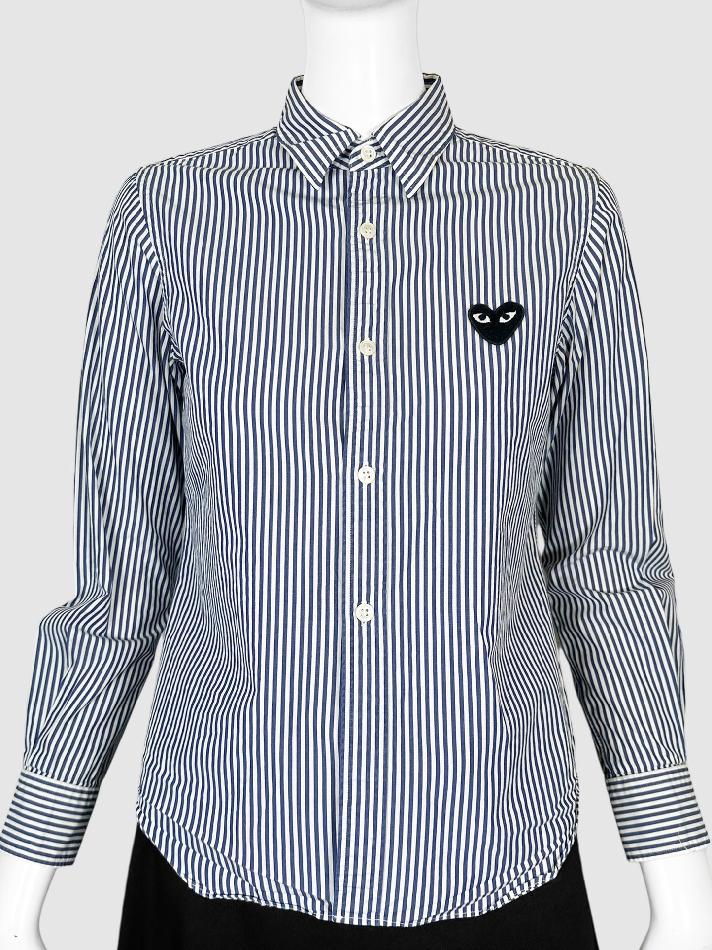 Striped Button Down Logo Top - Size S