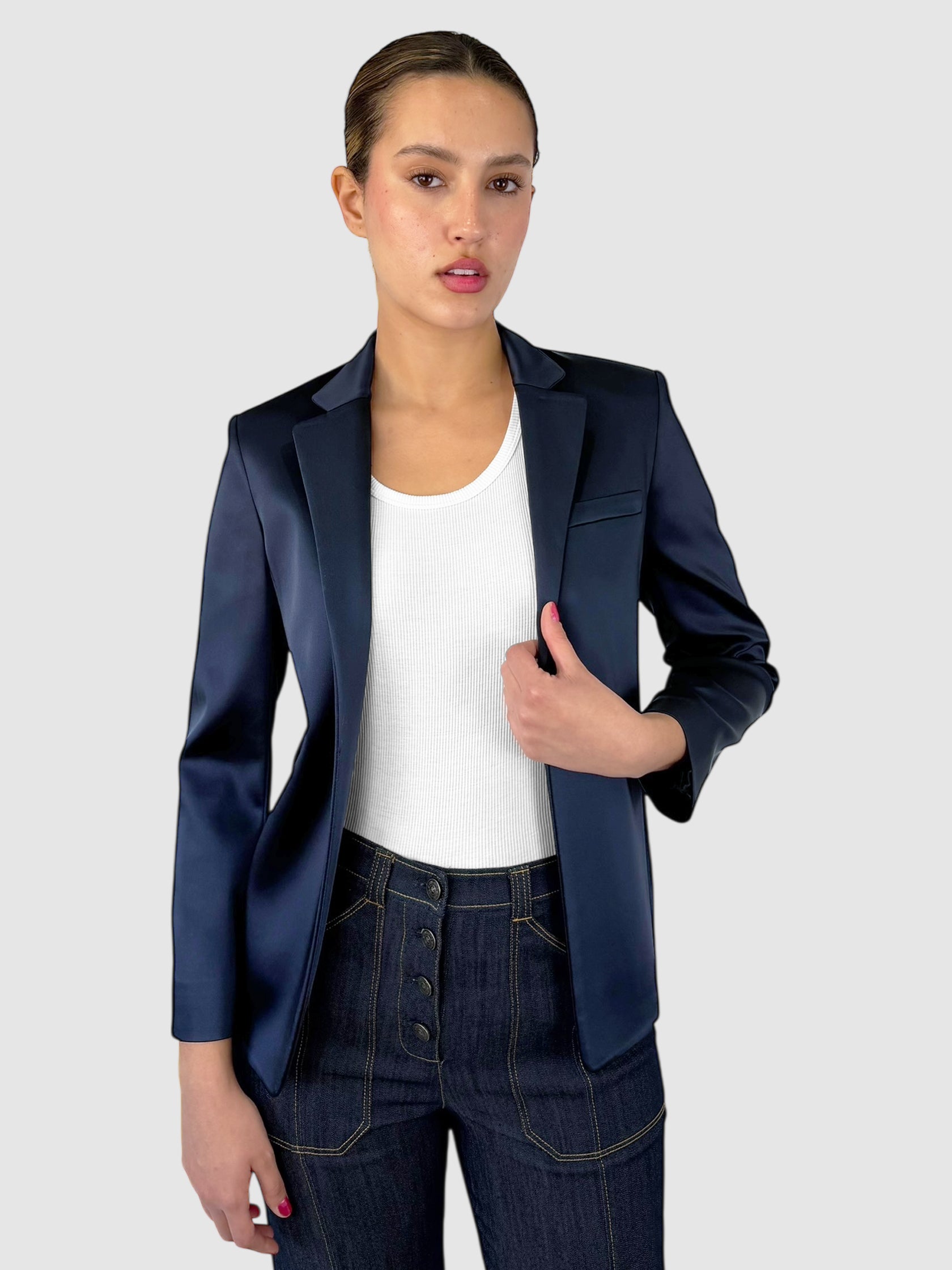 Satin Open Blazer