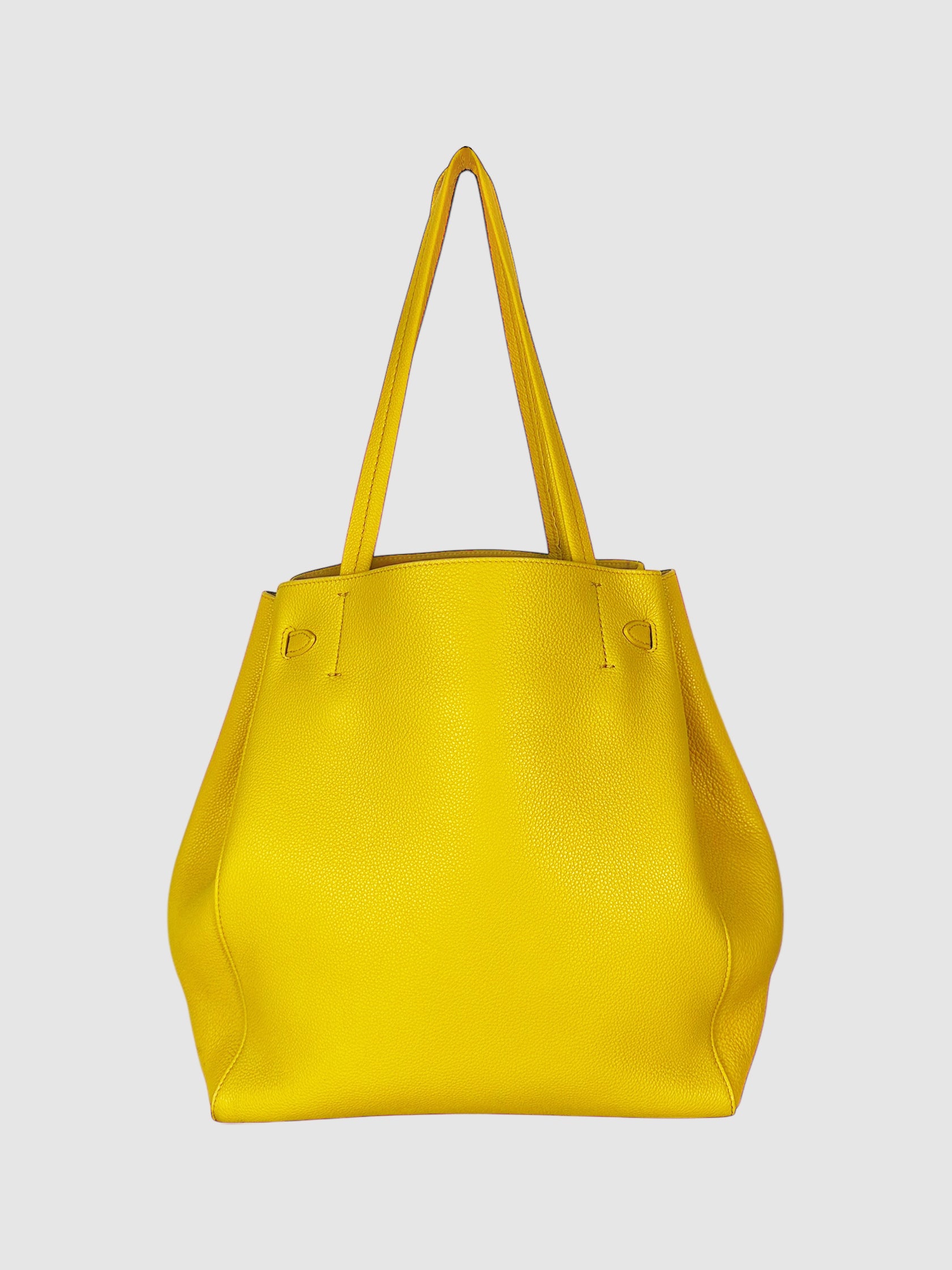 Celine Yellow Leather Cabas Phantom Bag Luxury Designer Resale Shoulder Bag Consignment Toronto Secondhand 