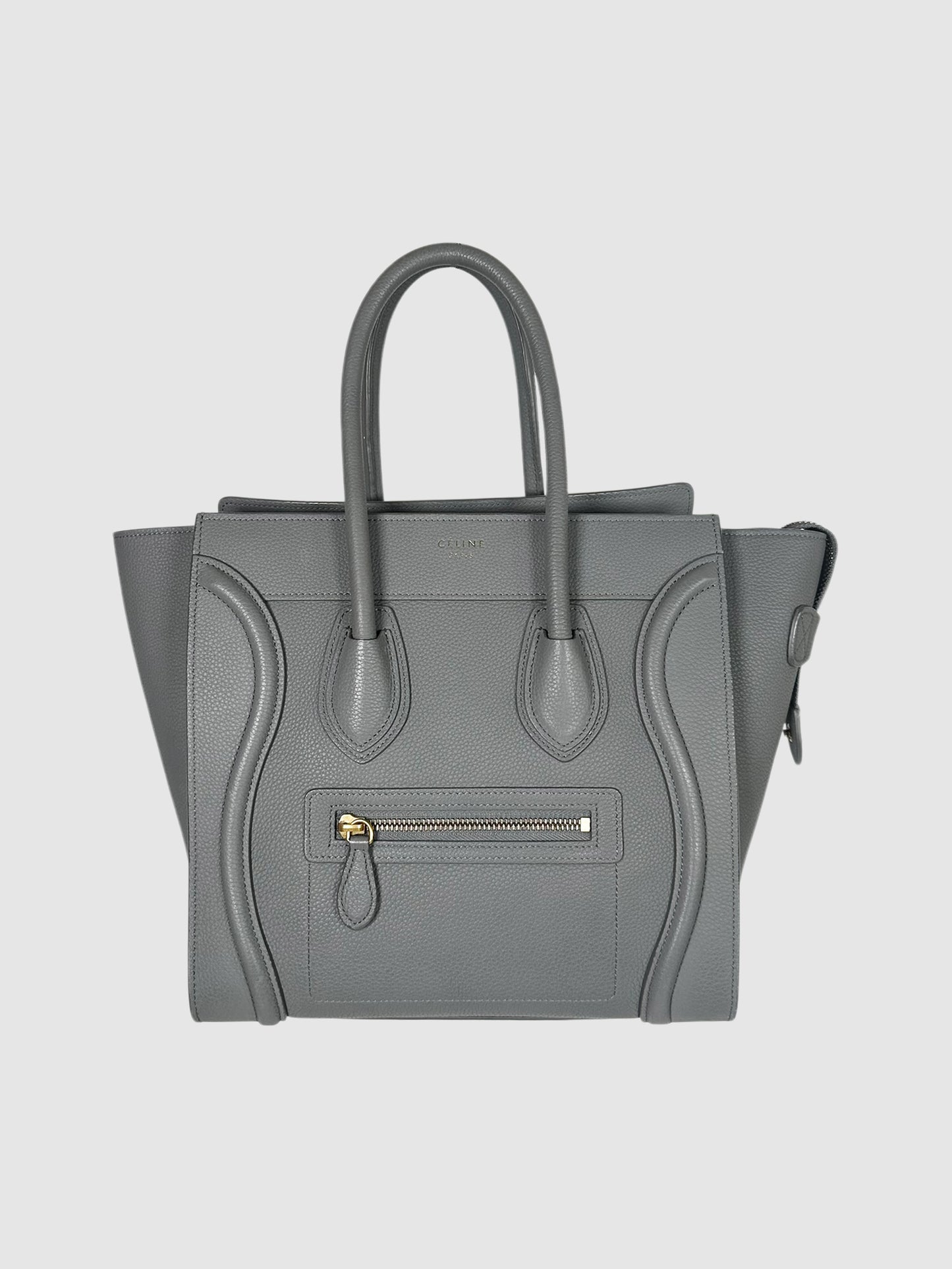 Celine Grey Drummed Calfskin Leather Micro Luggage Tote Bag Luxury Designer Resale Consignment Toronto