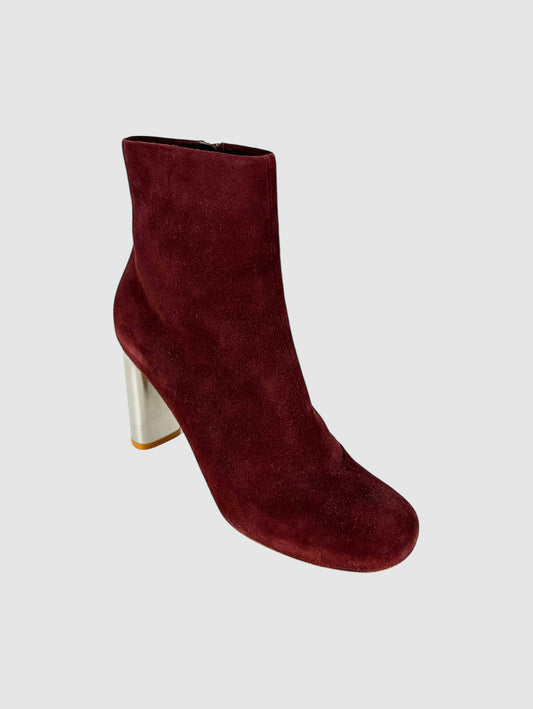 Suede Block Heel Ankle Boots - Size 38