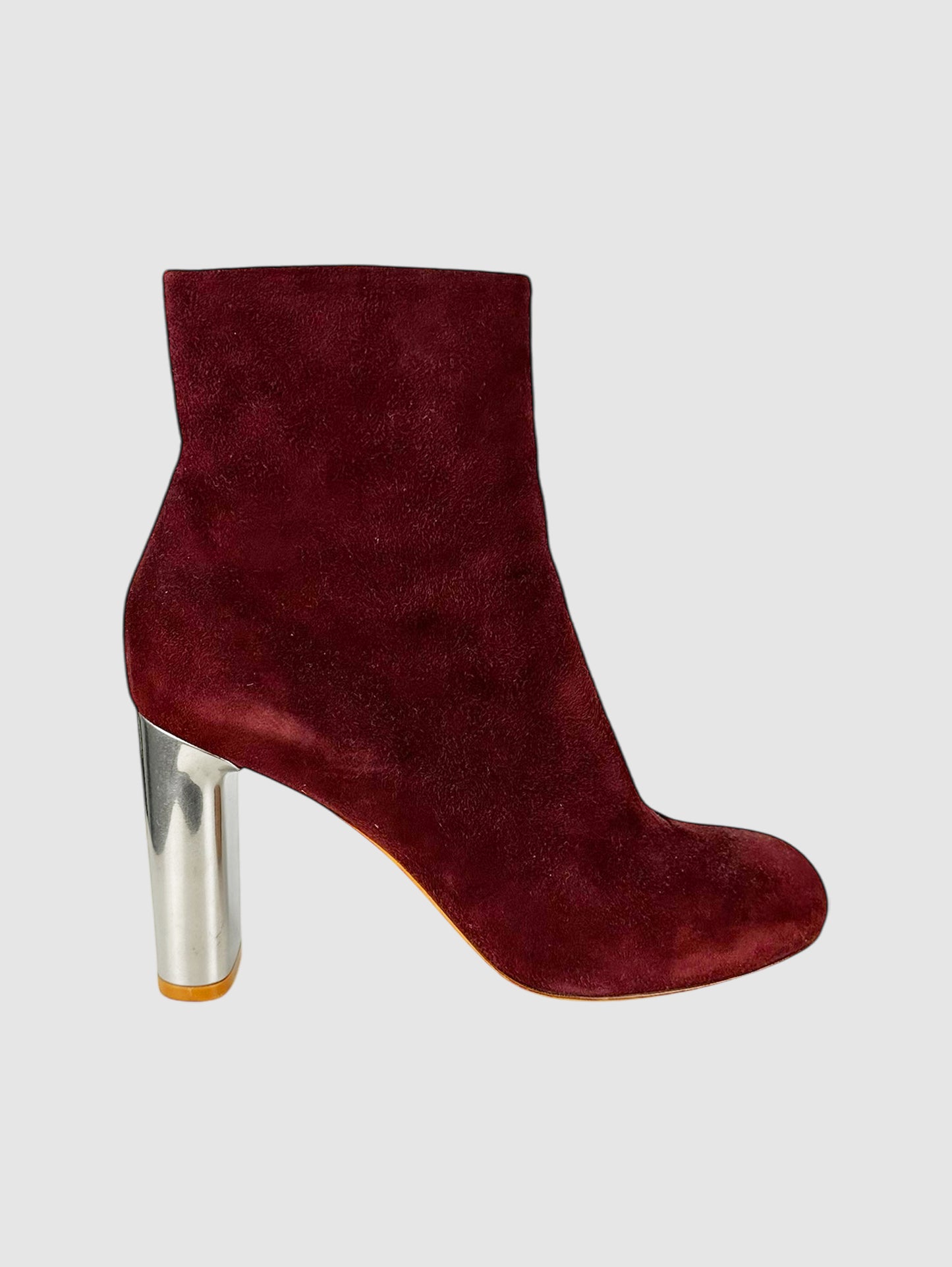 Suede Block Heel Ankle Boots - Size 38