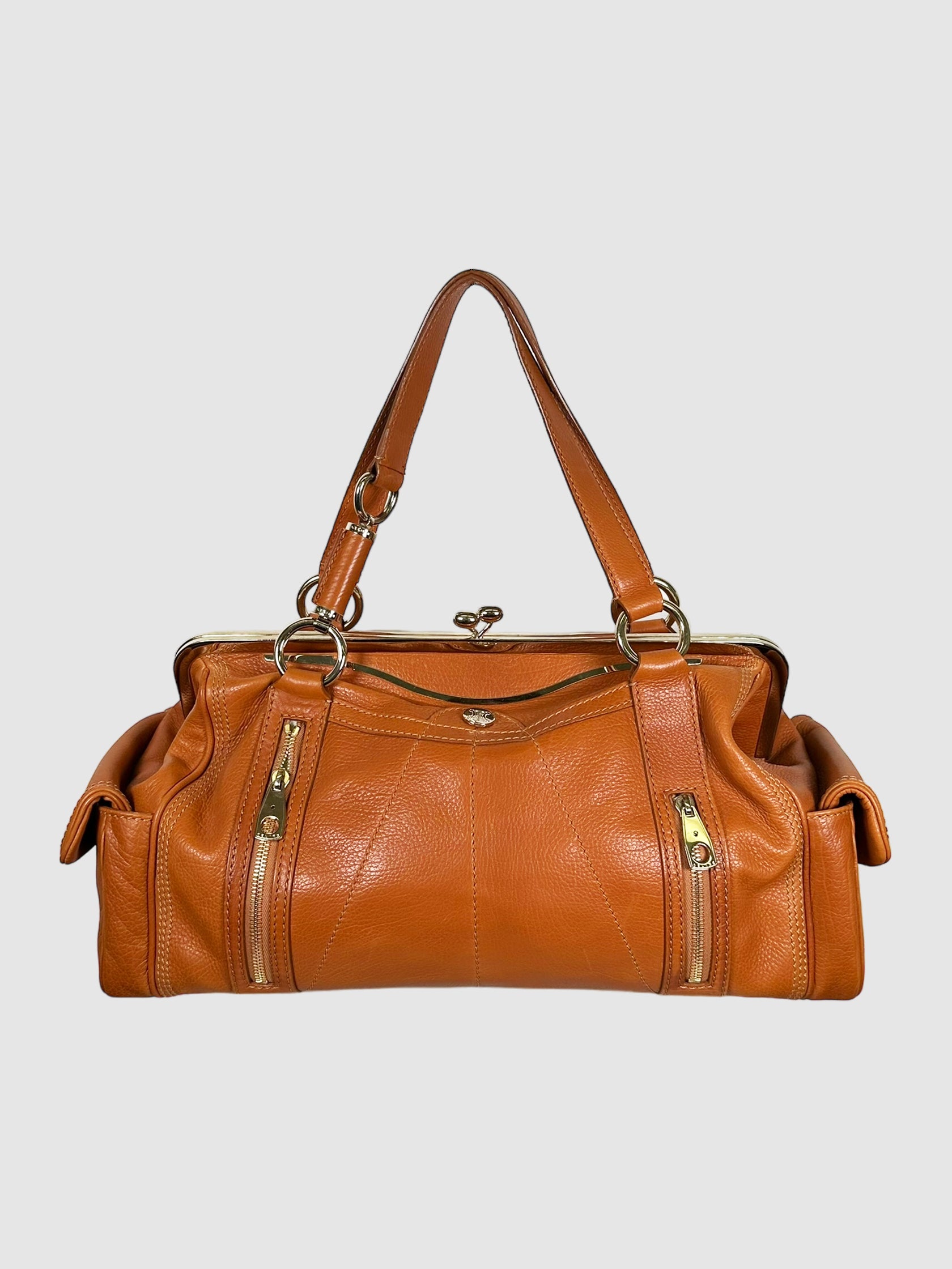 Celine Brown Clandestine Frame Handle Bag Consignment Secondhand Designer Luxury Resale Toronto Trendy