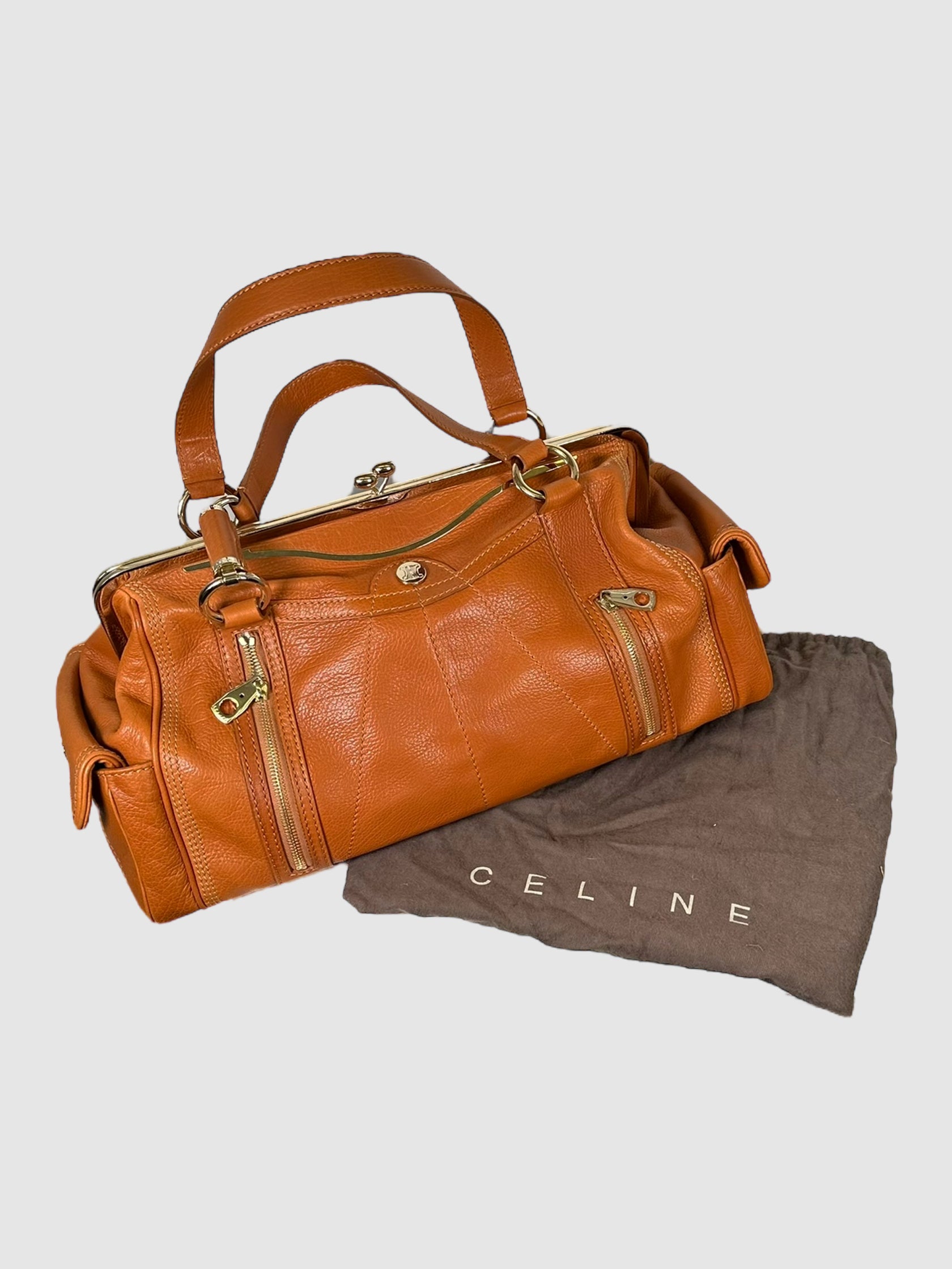 Celine Brown Clandestine Frame Handle Bag Consignment Secondhand Designer Luxury Resale Toronto Trendy