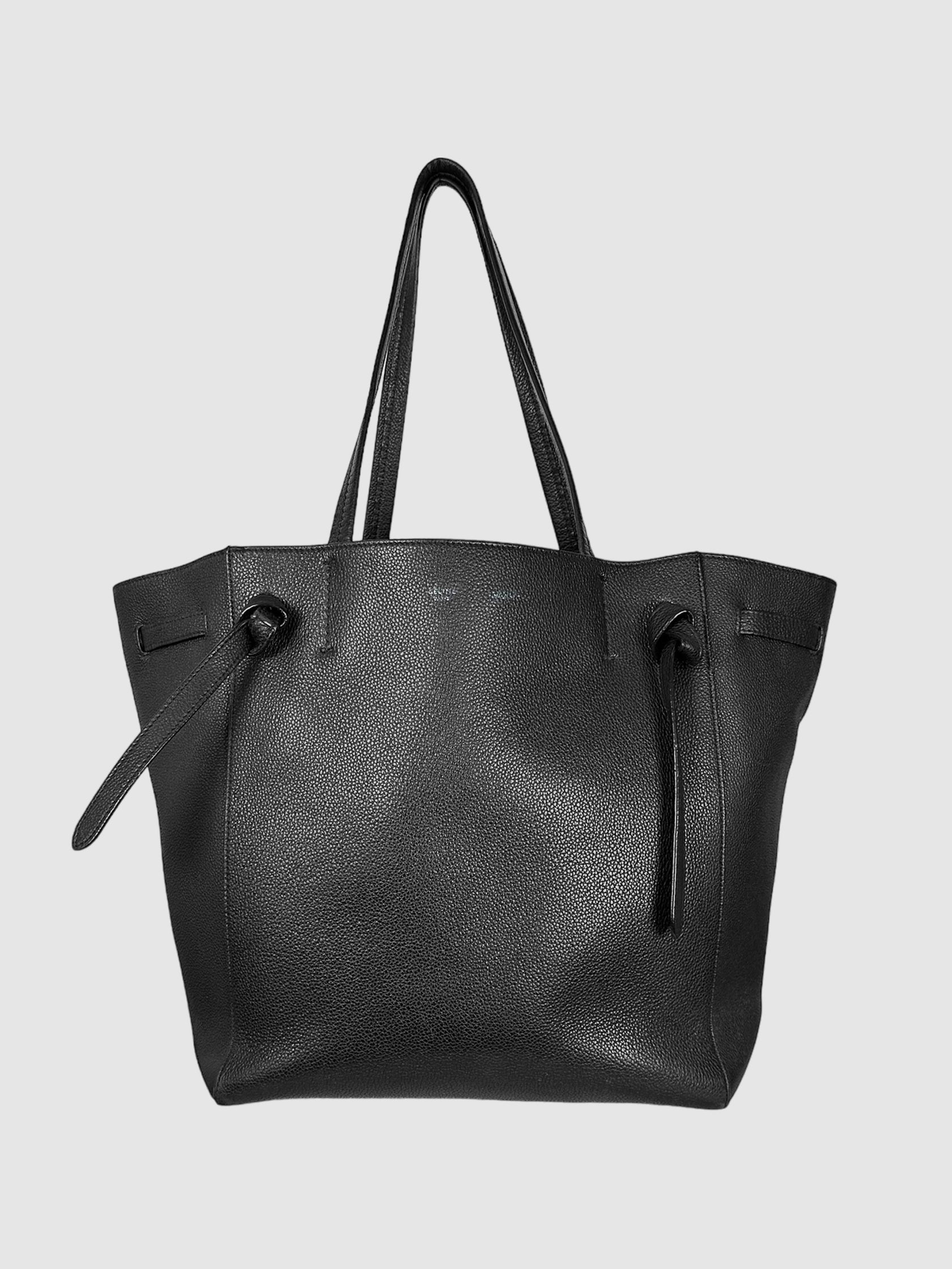 Celine Black Leather Belted Cabas Phantom Tote Consignment Secondhand Designer Luxury Resale Toronto Trendy