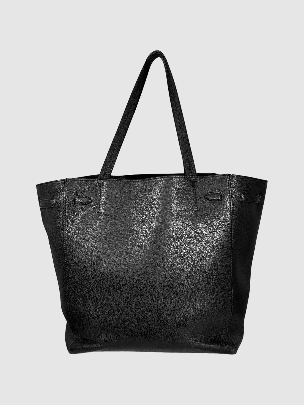 Celine Black Leather Belted Cabas Phantom Tote Consignment Secondhand Designer Luxury Resale Toronto Trendy