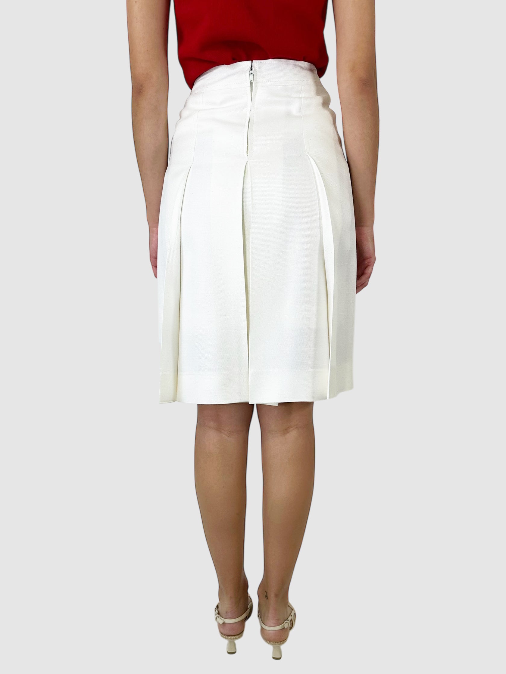 Waist Buckle Detail Pleated Midi Skirt - Size S