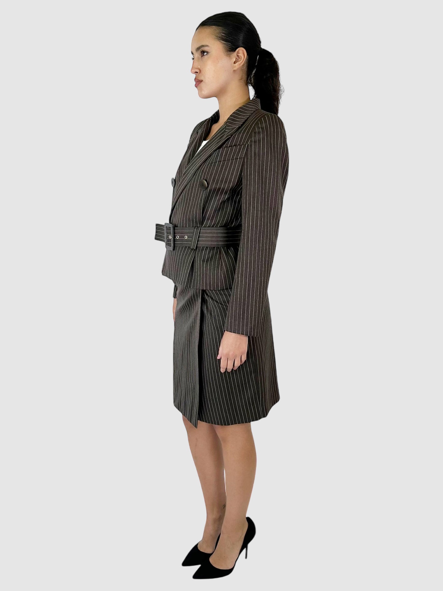 Pinstriped Wool Two-Piece Set - Size 42