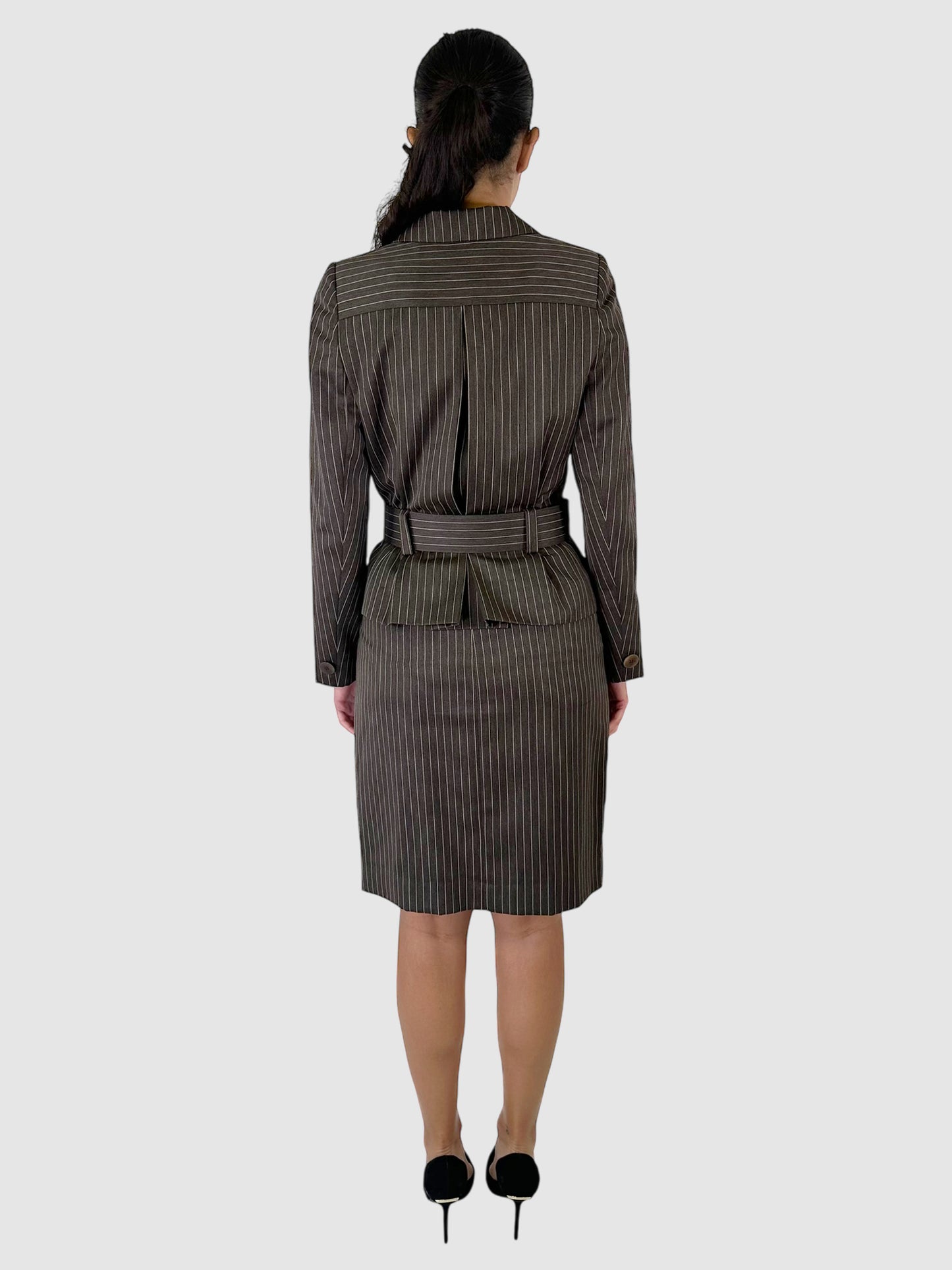 Pinstriped Wool Two-Piece Set - Size 42