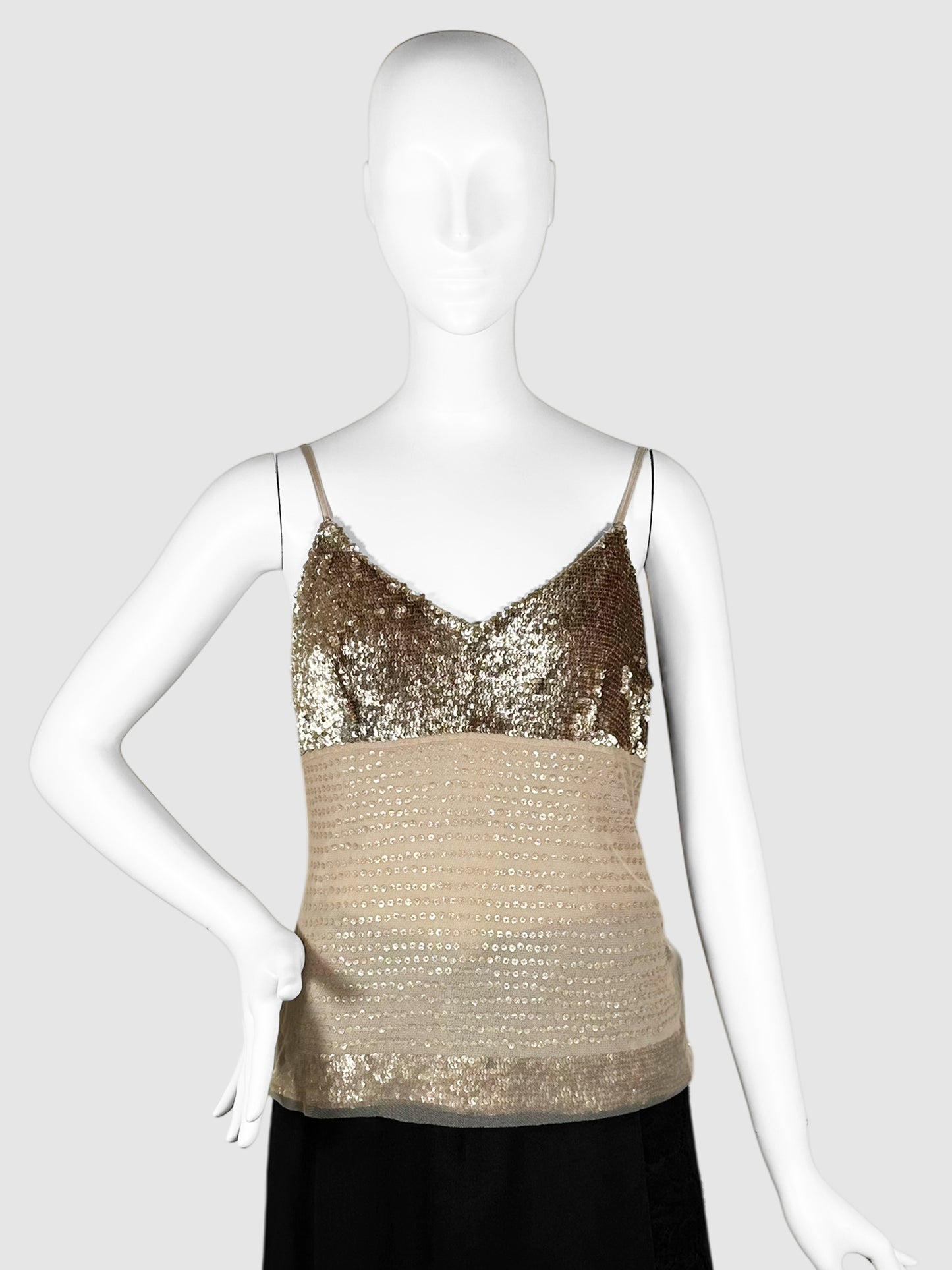 Sequinned Mesh Sleeveless Top - Size 8