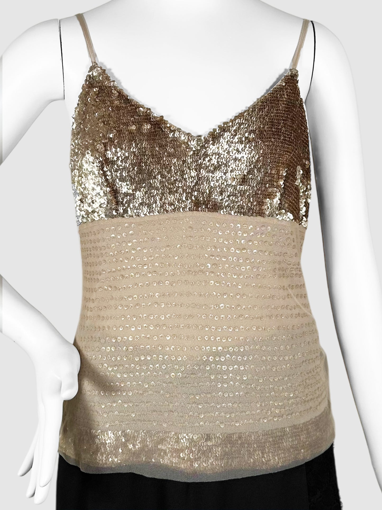 Sequinned Mesh Sleeveless Top - Size 8