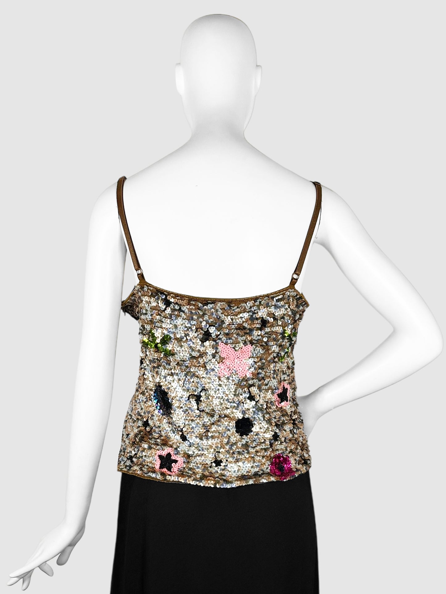 Sequinned Flower Design Top - Size 10