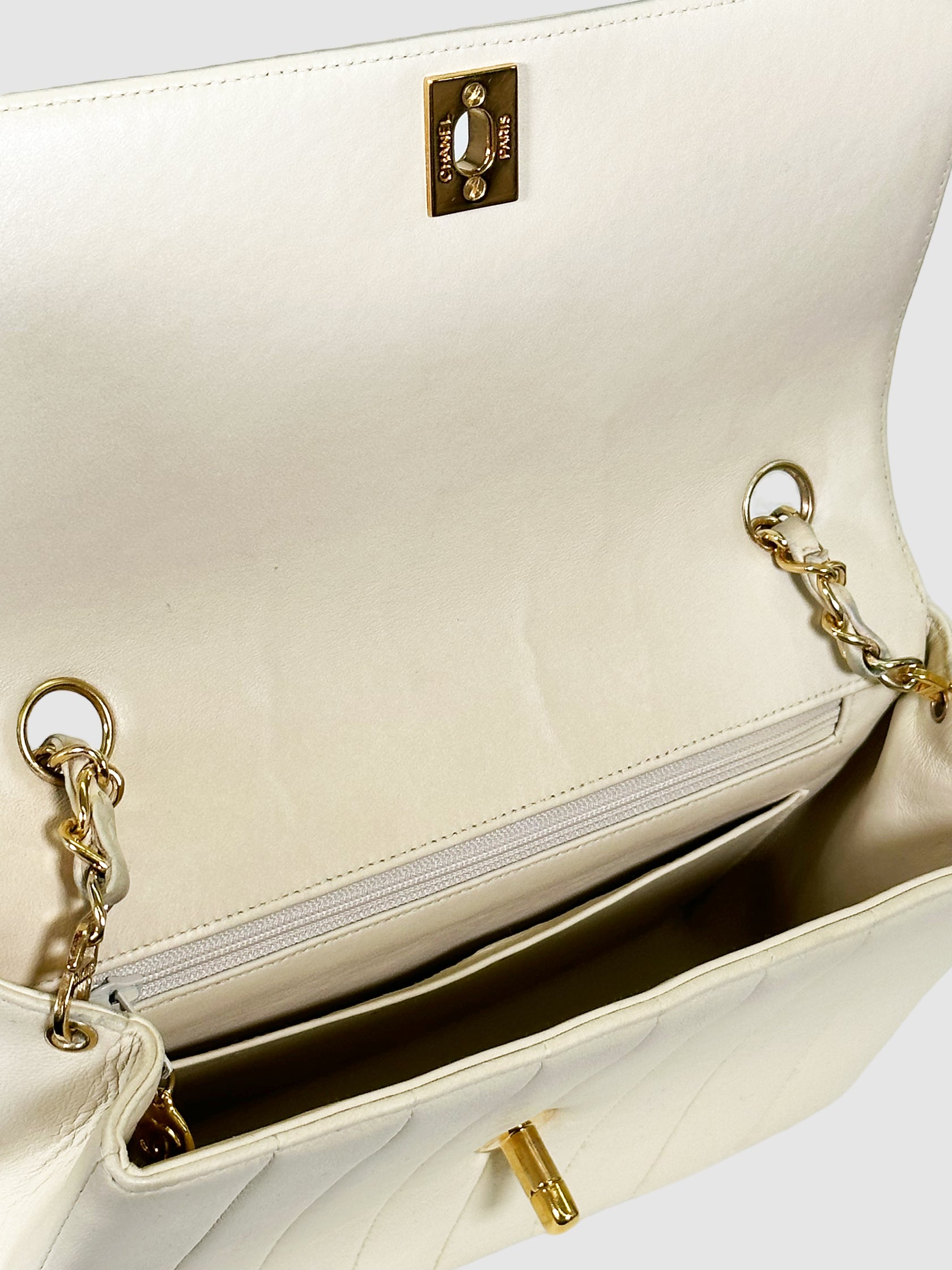 Vertical Lambskin Border Flap Bag