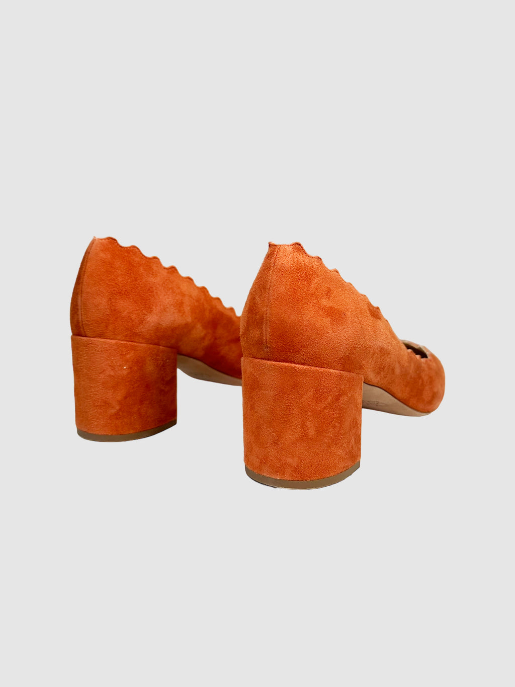 Chloe Suede Scalloped Accent Pumps - Size 38.5