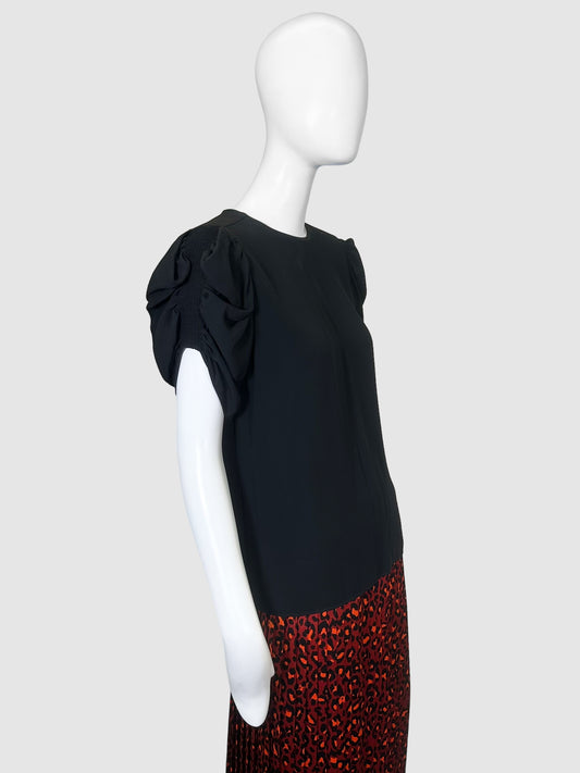 Chloe Rushed Short-Sleeve Top - Size 40