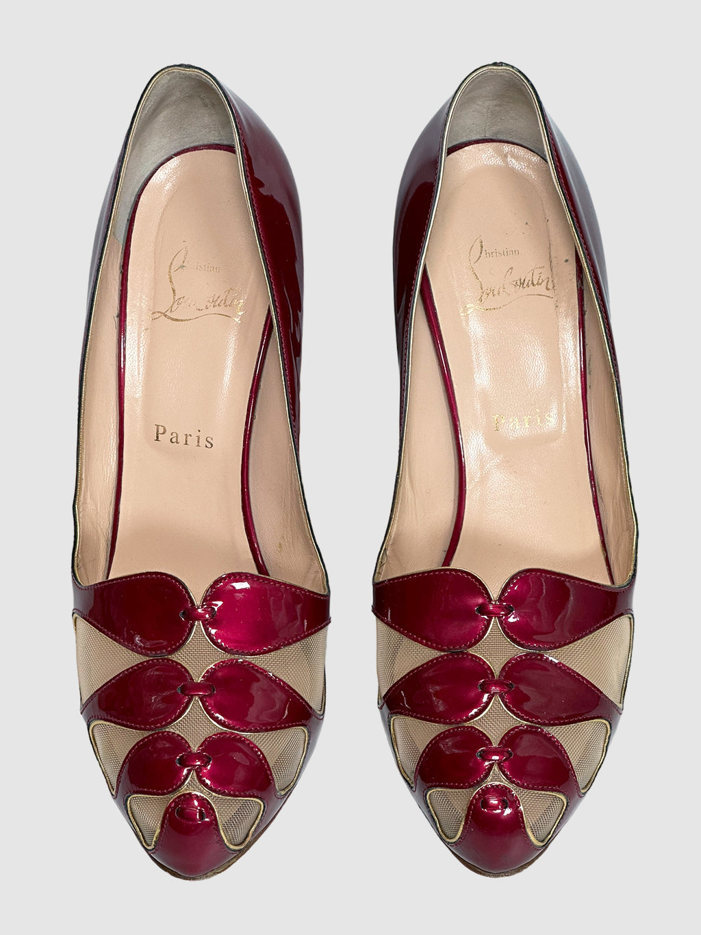 Patent Leather Mesh Pumps - Size 38.5