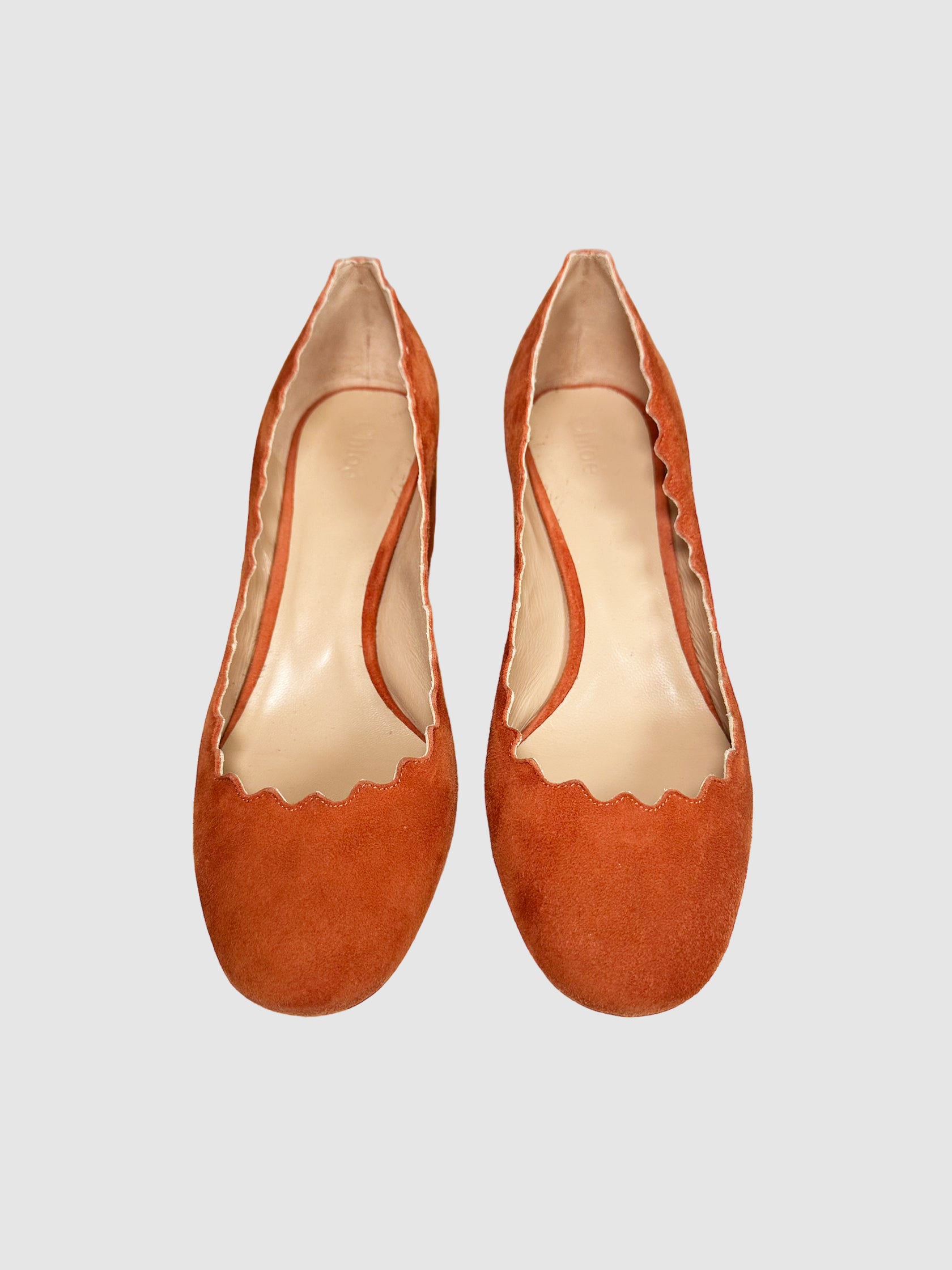 Chloe Suede Scalloped Accent Pumps - Size 38.5