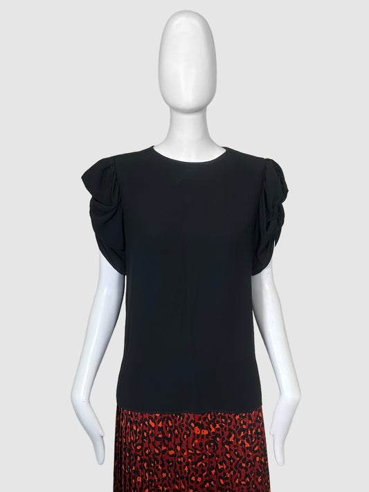 Chloe Rushed Short-Sleeve Top - Size 40