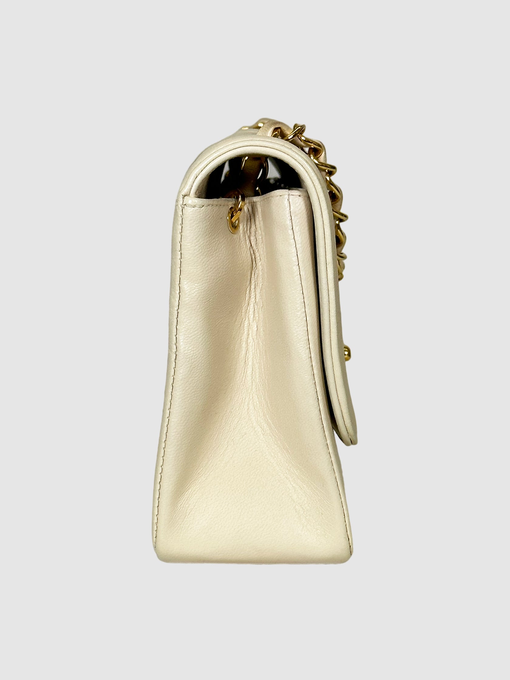 Vertical Lambskin Border Flap Bag