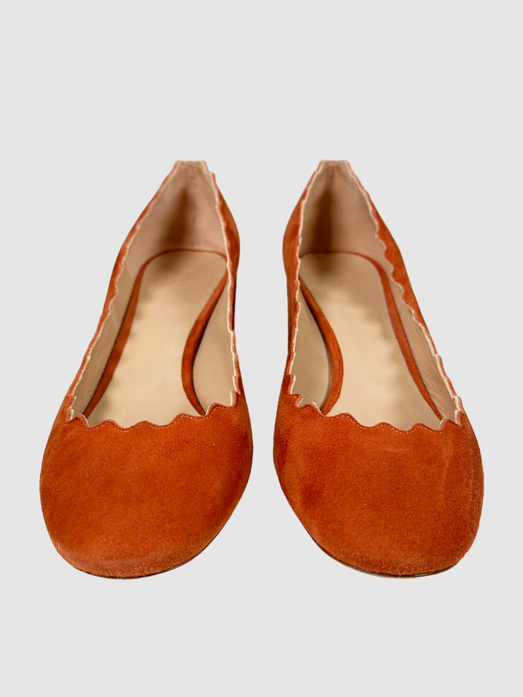 Chloe Suede Scalloped Accent Pumps - Size 38.5