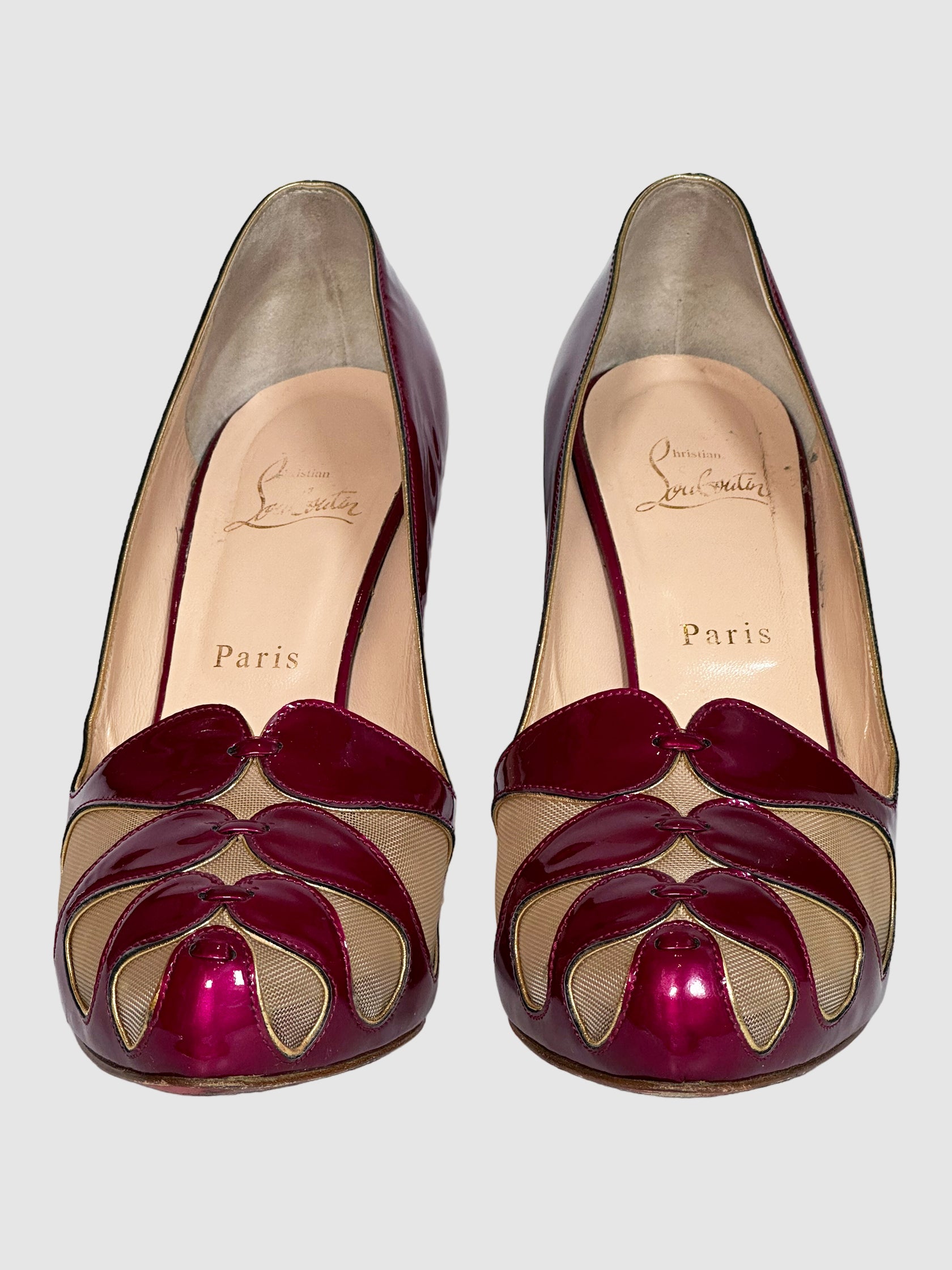 Patent Leather Mesh Pumps - Size 38.5