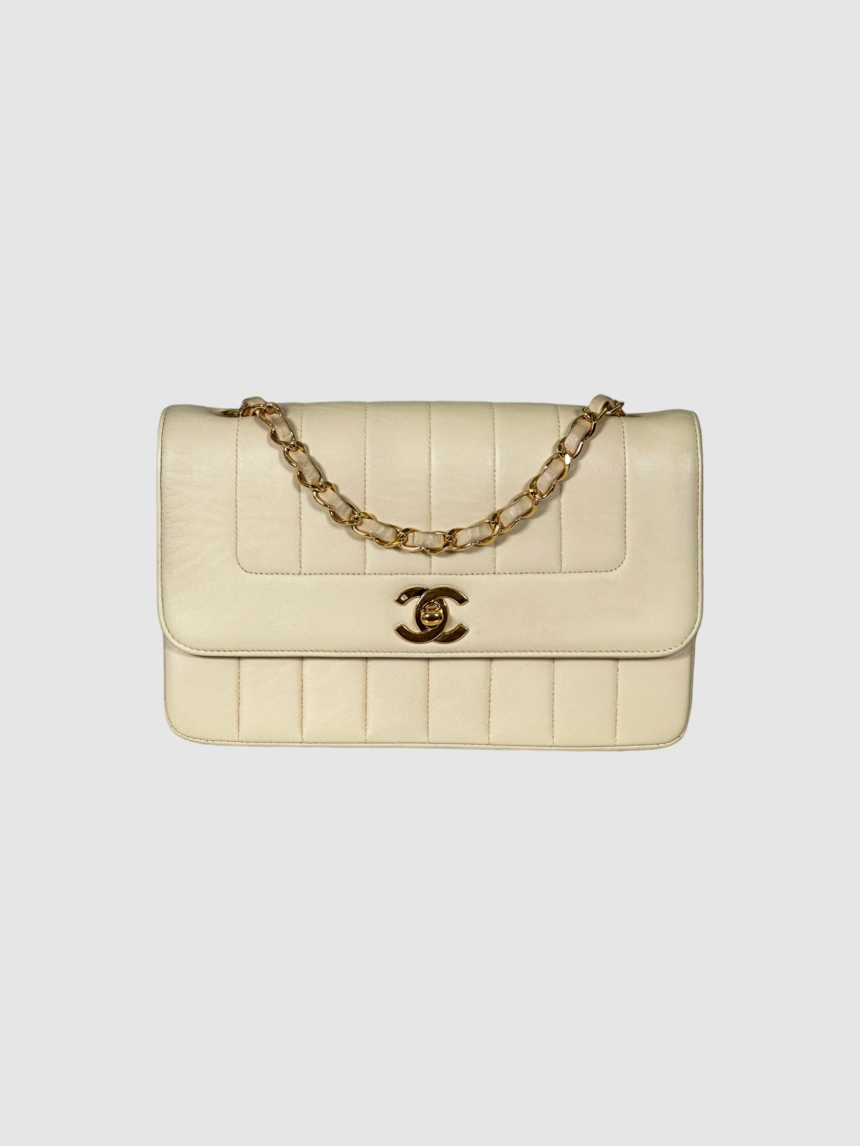 Vertical Lambskin Border Flap Bag
