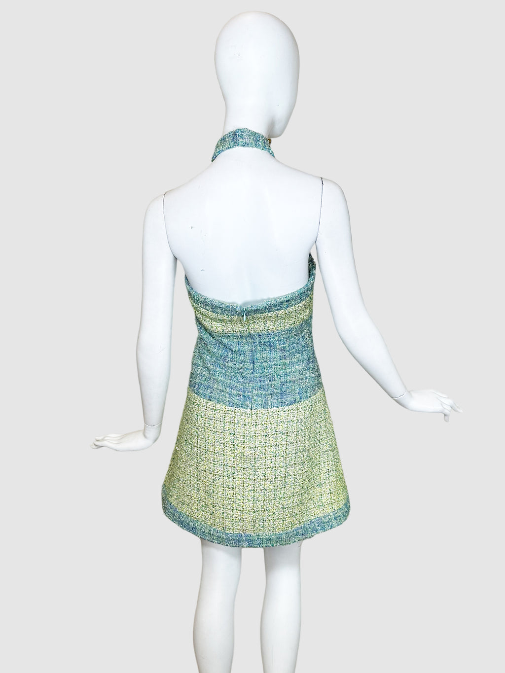 Sleeveless Tweed Mini Dress - Size 36