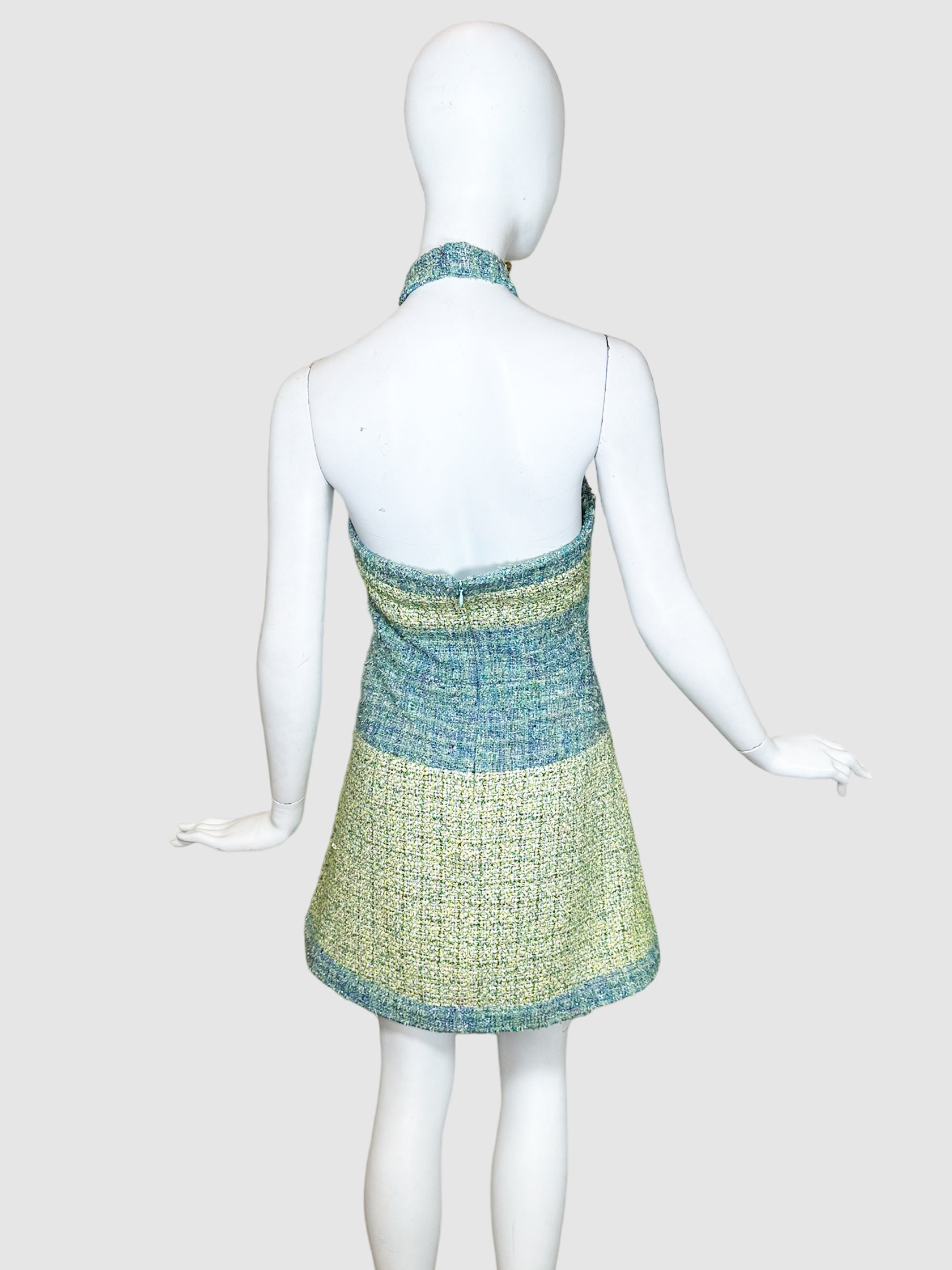 Sleeveless Tweed Mini Dress - Size 36
