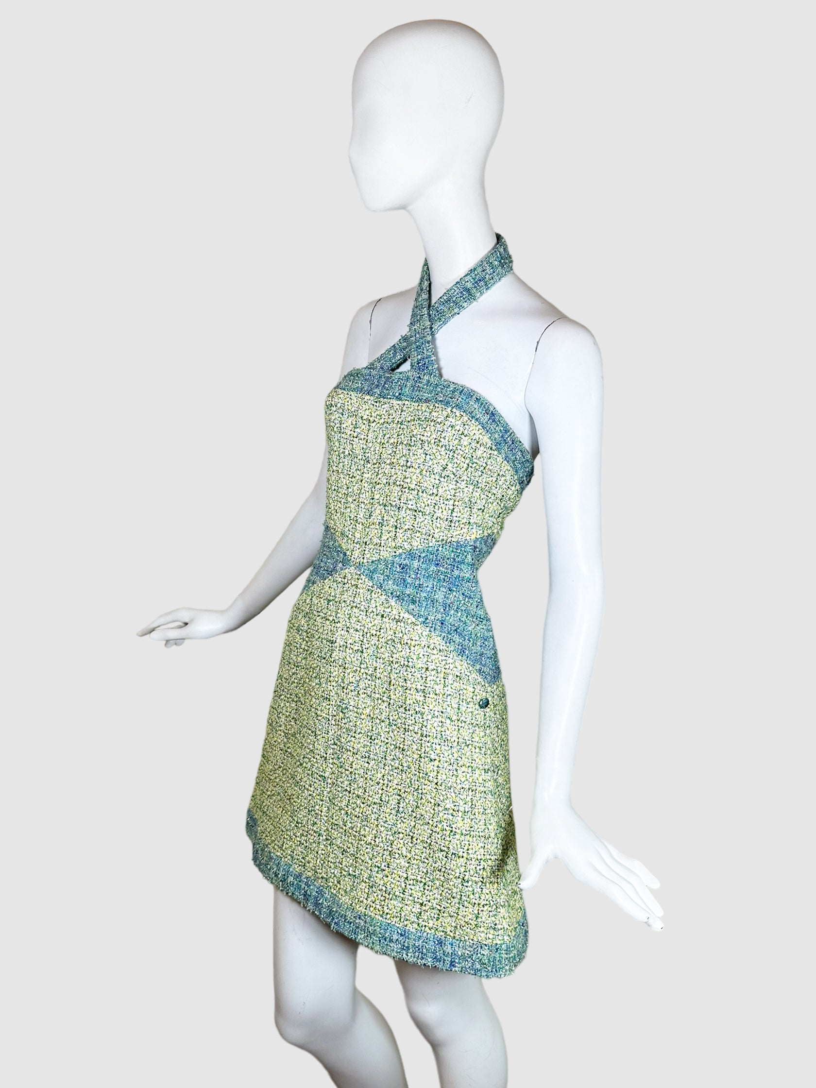 Sleeveless Tweed Mini Dress - Size 36