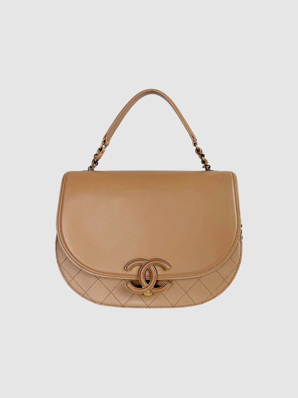 Chanel Beige Leather Coco Curve Flap Bag luxury designer resale consignment toronto canada