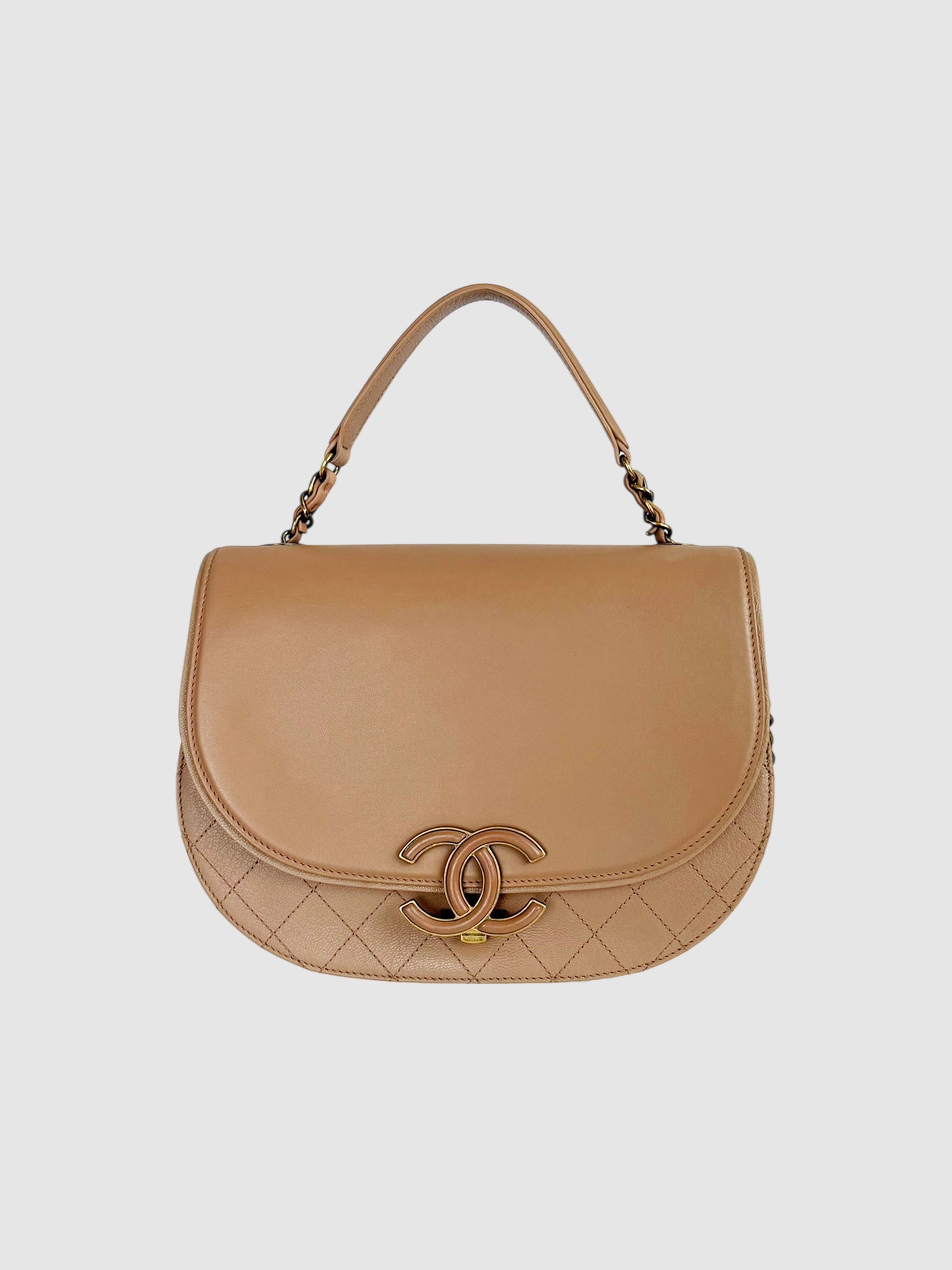 Chanel Beige Leather Coco Curve Flap Bag luxury designer resale consignment toronto canada
